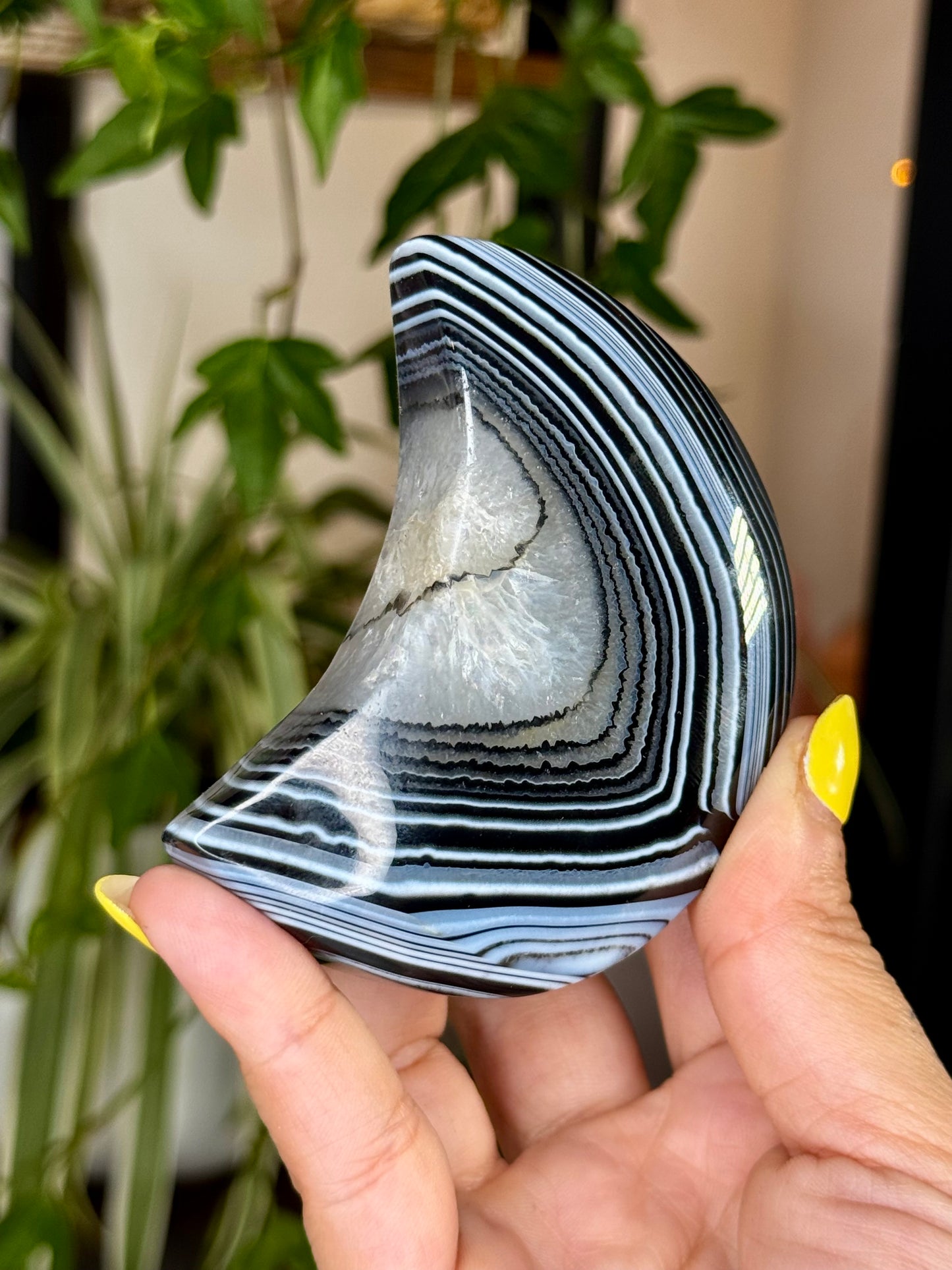 Black Agate Moon with stand | 141g