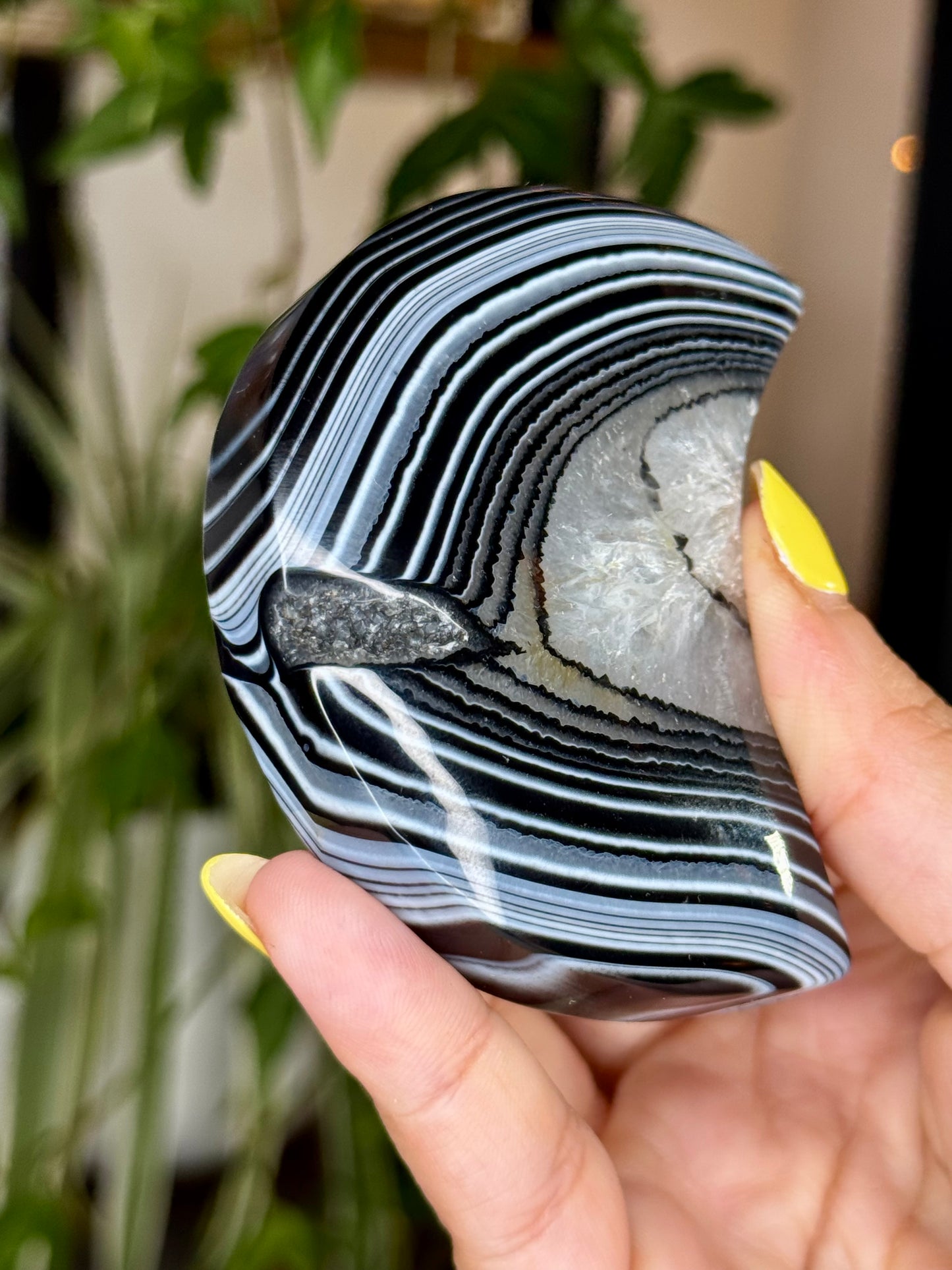 Black Agate Moon with stand | 141g