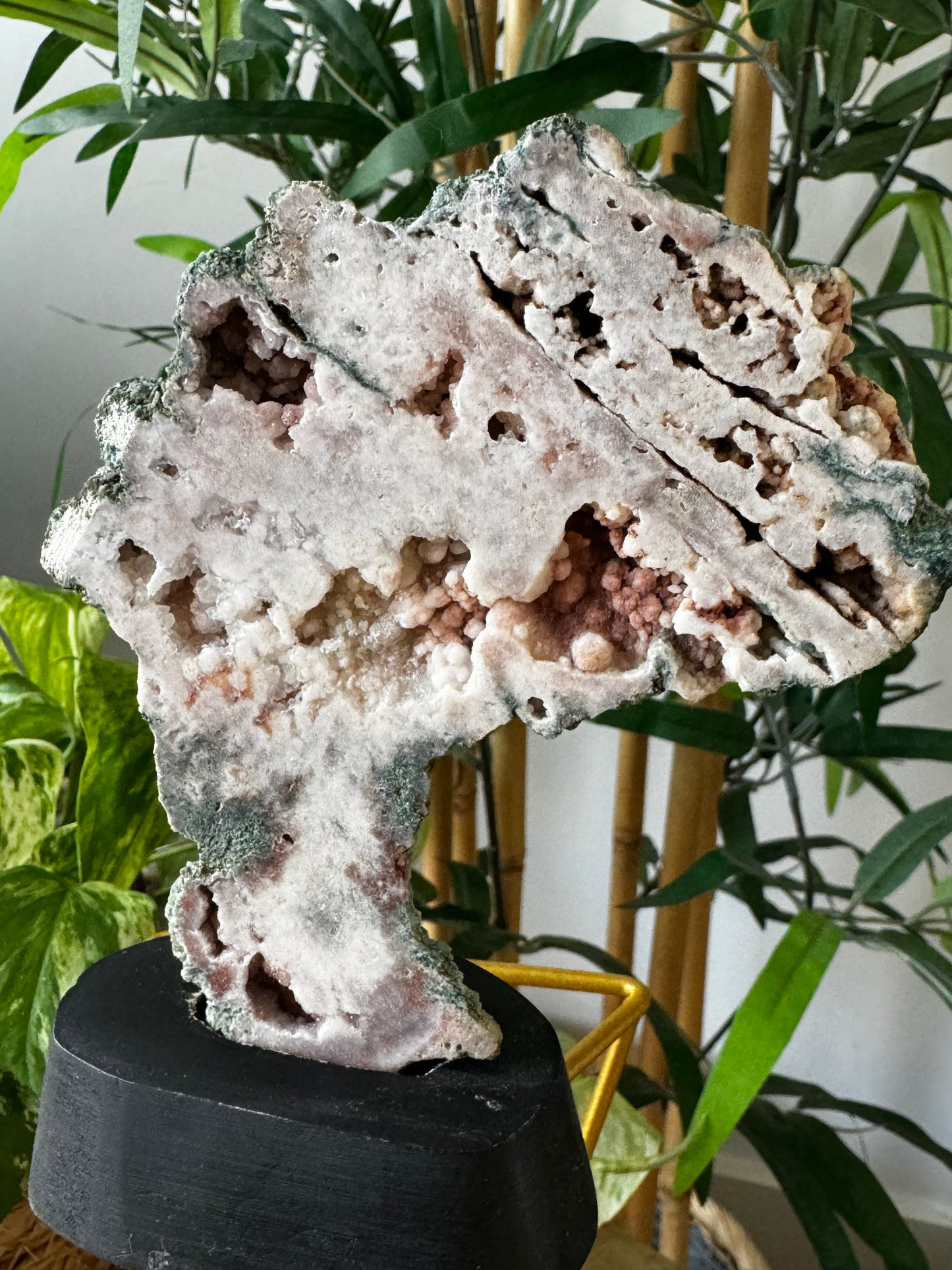 Pink Amethyst Slab on Wood Stand | 126g