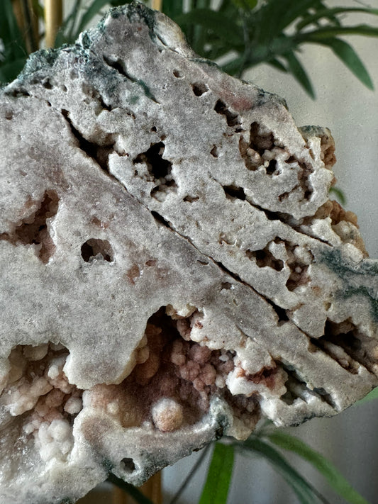 Pink Amethyst Slab on Wood Stand | 126g