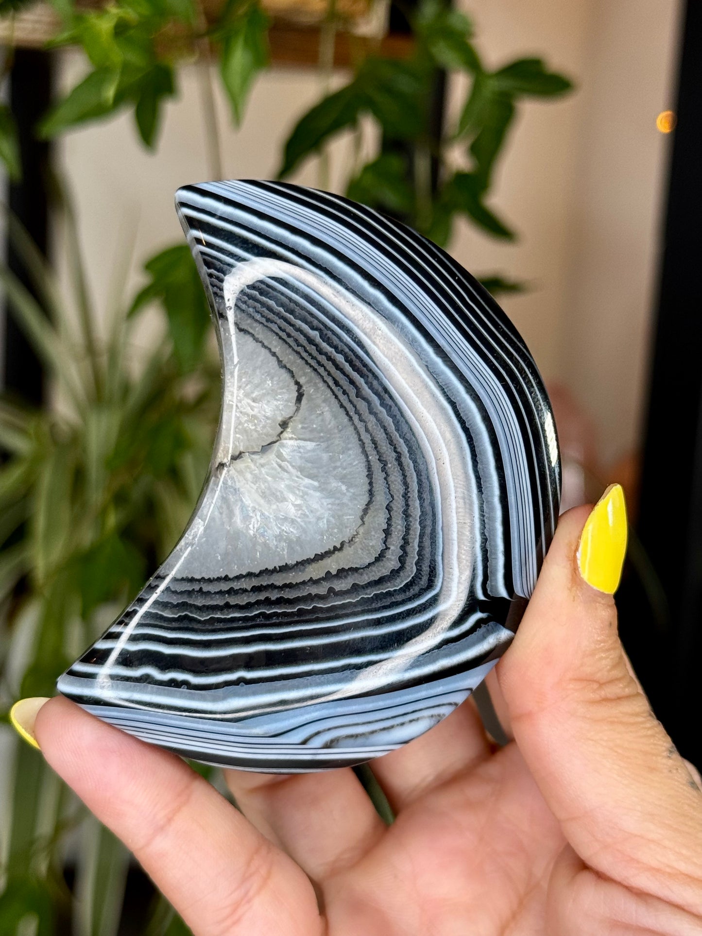 Black Agate Moon with stand | 141g