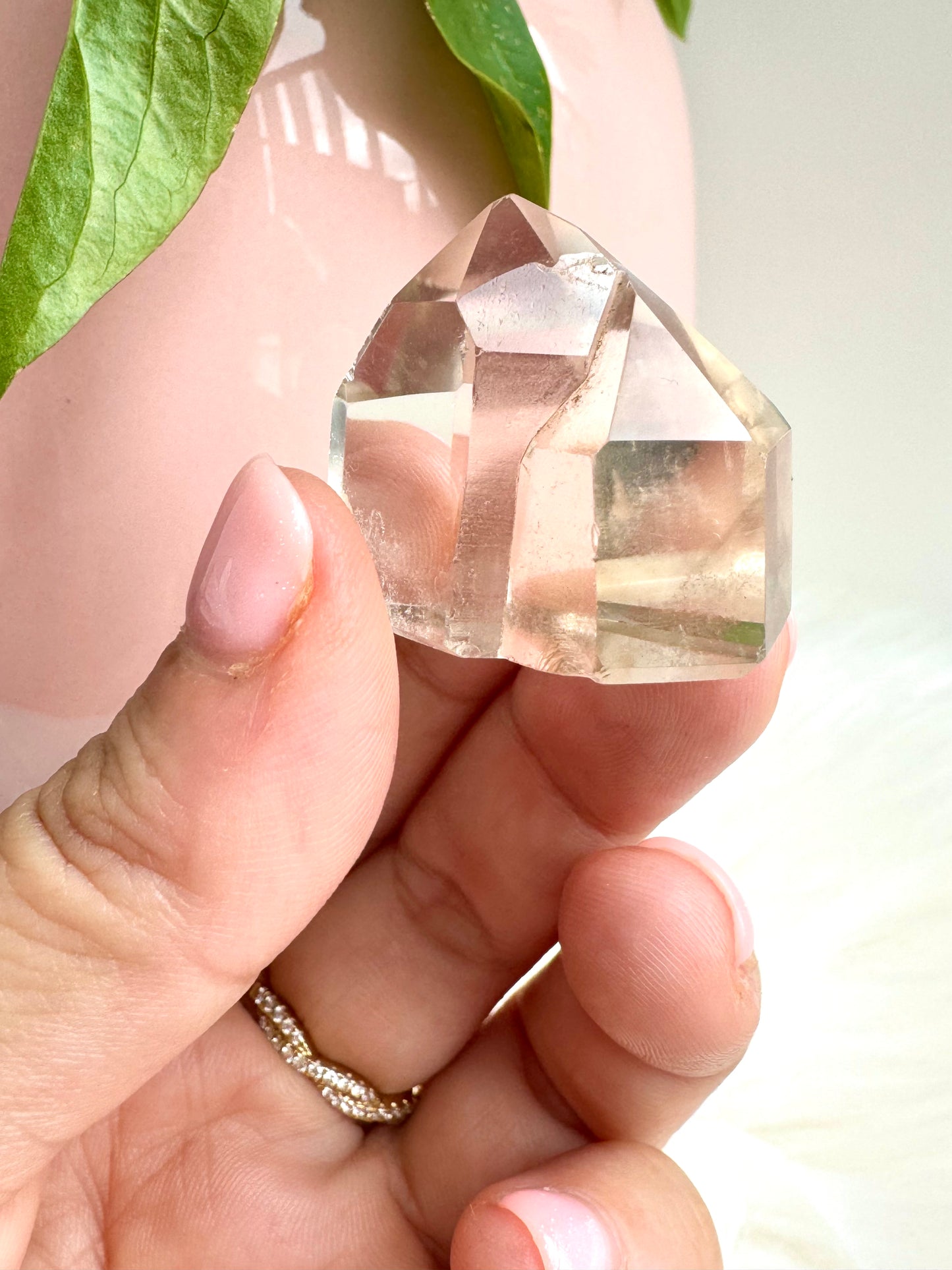 Mini Natural Twin Brazilian Champagne Citrine Tower with Phantom | 3.5cm