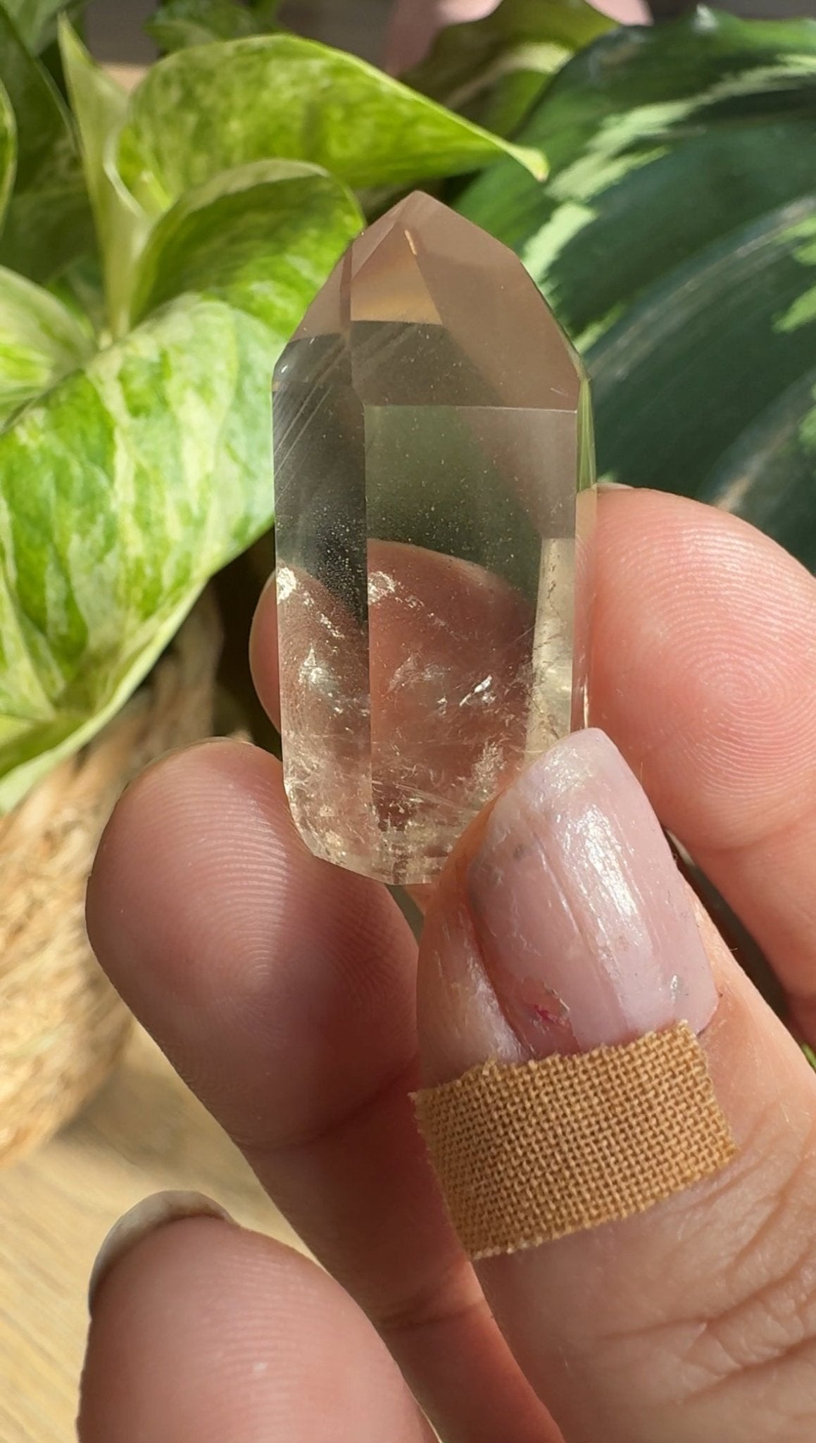 Mini Natural Brazilian Champagne Citrine Tower with Phantom | 3.5cm - The Crystal Valley