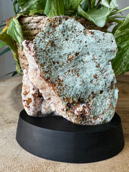 Pink Amethyst Slab on Wood Stand | 186g - The Crystal Valley