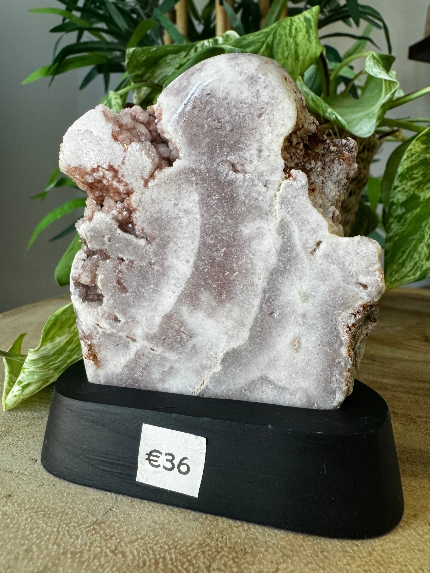 Pink Amethyst Slab on Wood Stand | 186g - The Crystal Valley