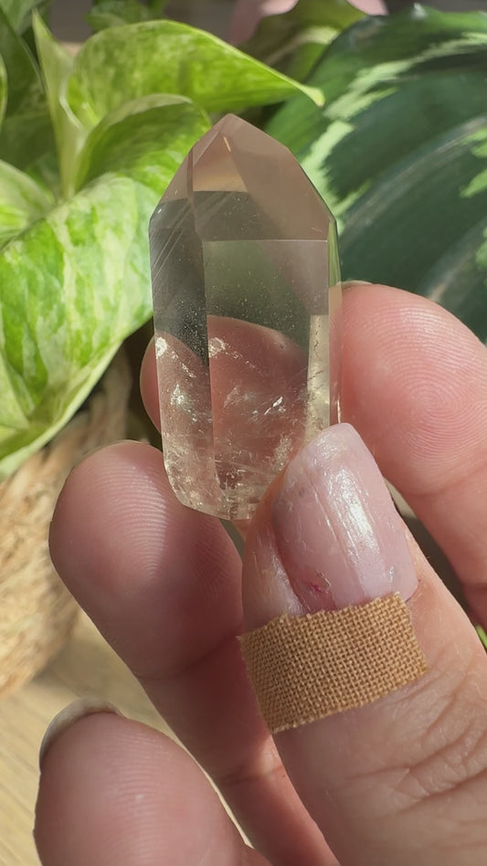 Mini Natural Brazilian Champagne Citrine Tower with Phantom | 3.5cm