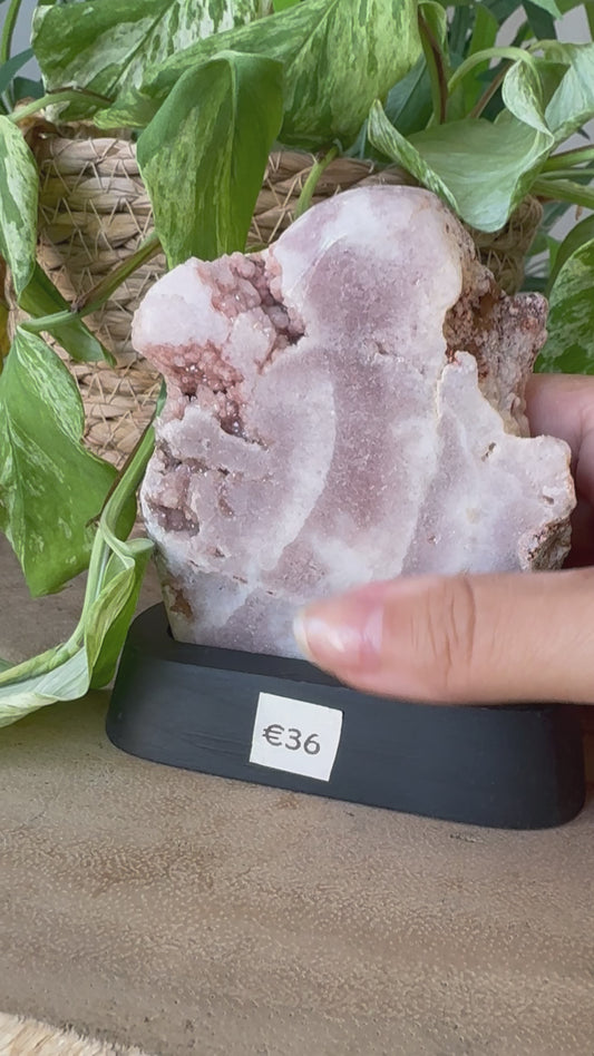 Pink Amethyst Slab on Wood Stand | 186g