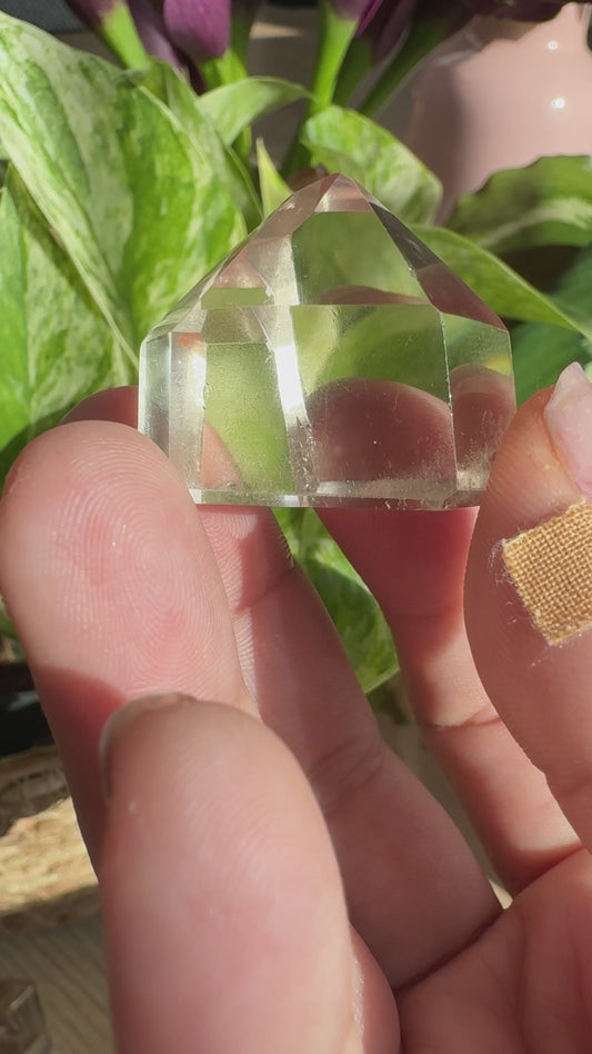 Mini Natural Twin Brazilian Champagne Citrine Tower with Phantom | 3.5cm