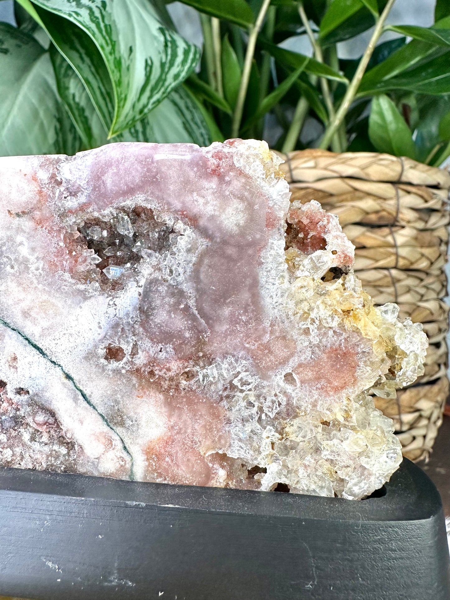 Pink Amethyst Slab on Wood Stand | 253g