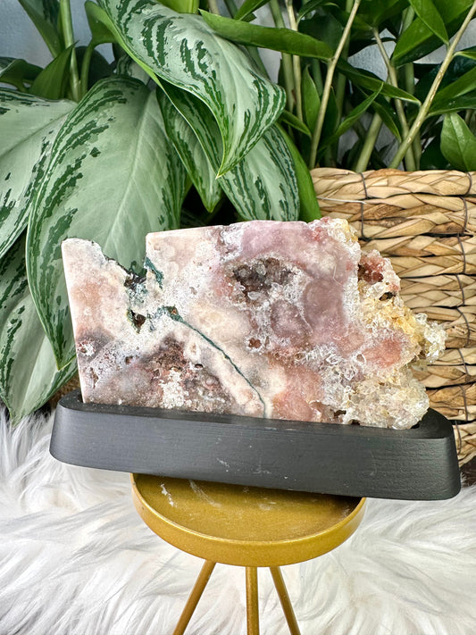 Pink Amethyst Slab on Wood Stand | 253g