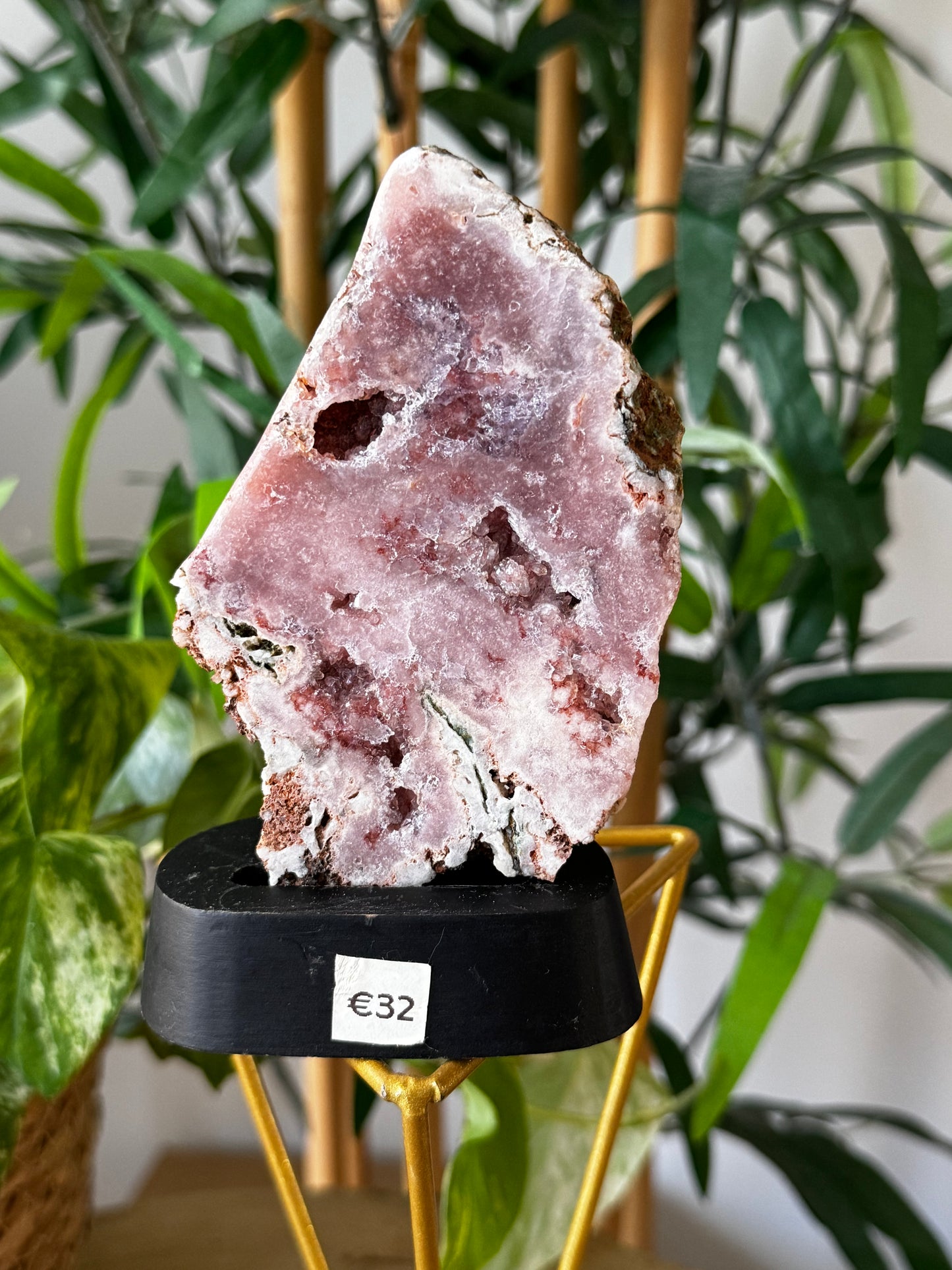 Pink Amethyst Slab on Wood Stand | 198g