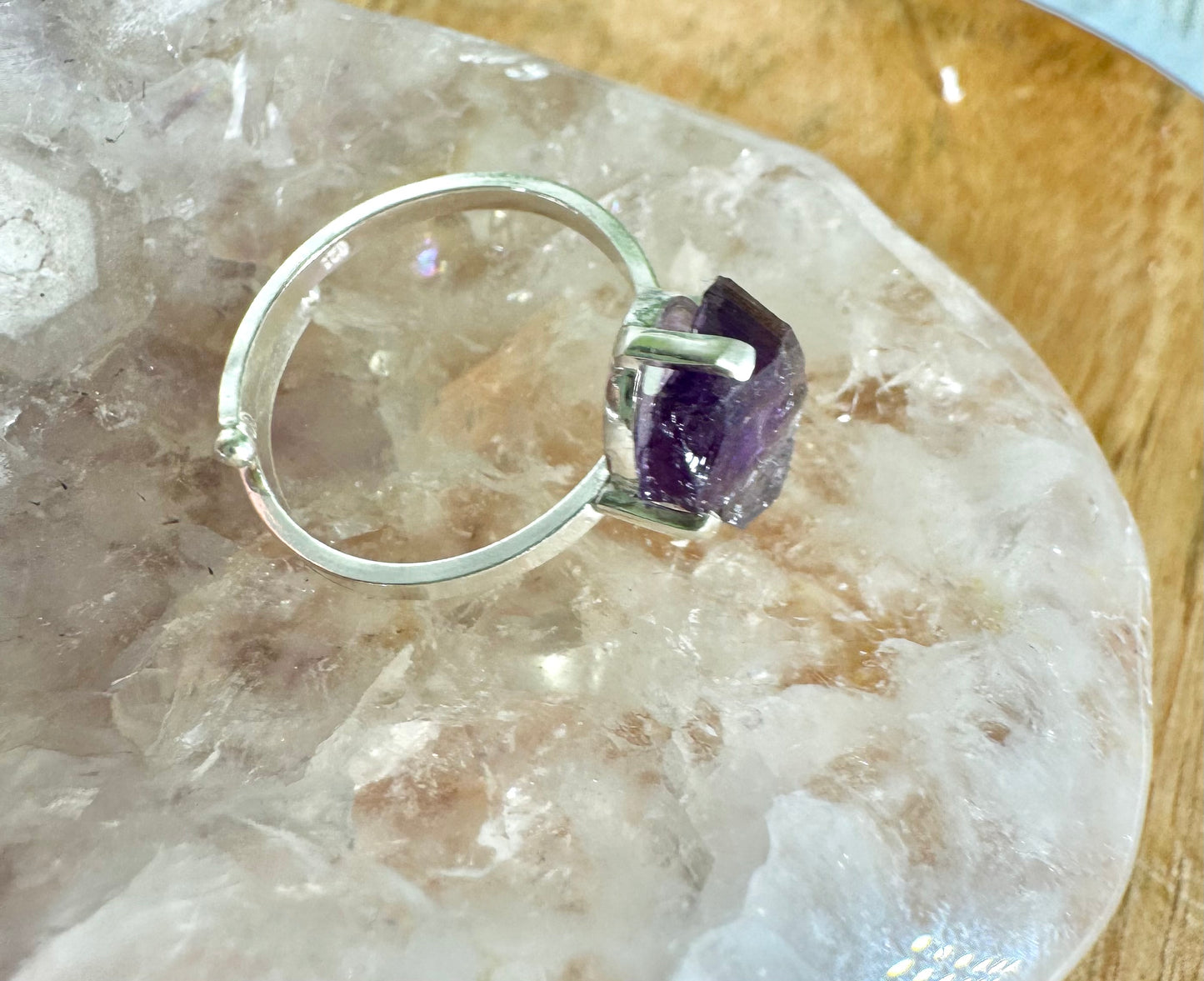 925 Silver Adjustable Amethyst Ring | Handmade