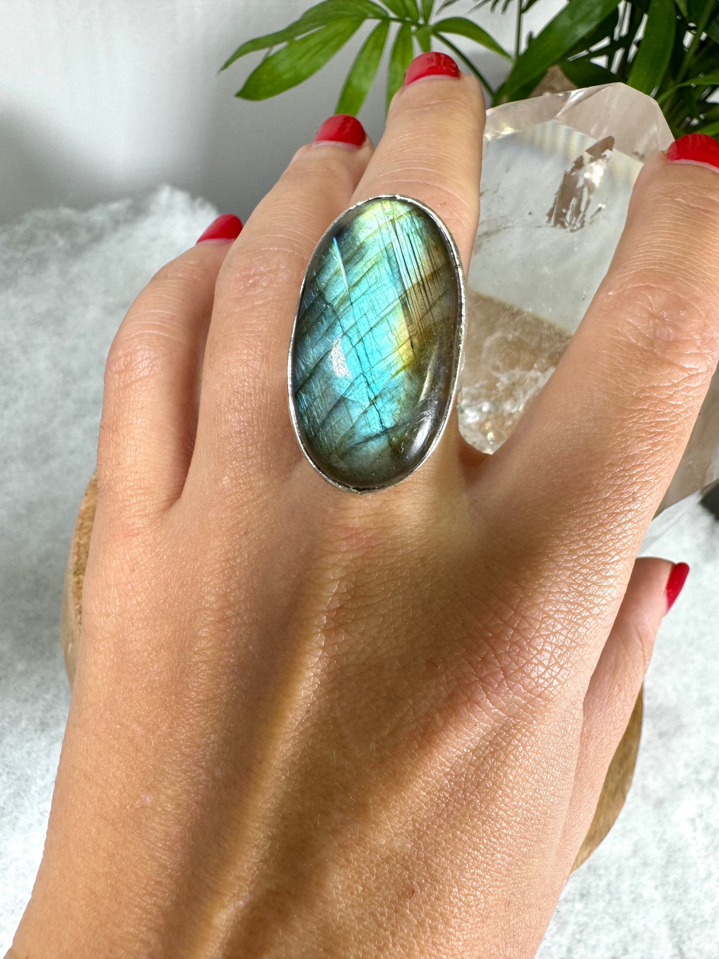 925 Silver Adjustable Labradorite Ring | Handmade