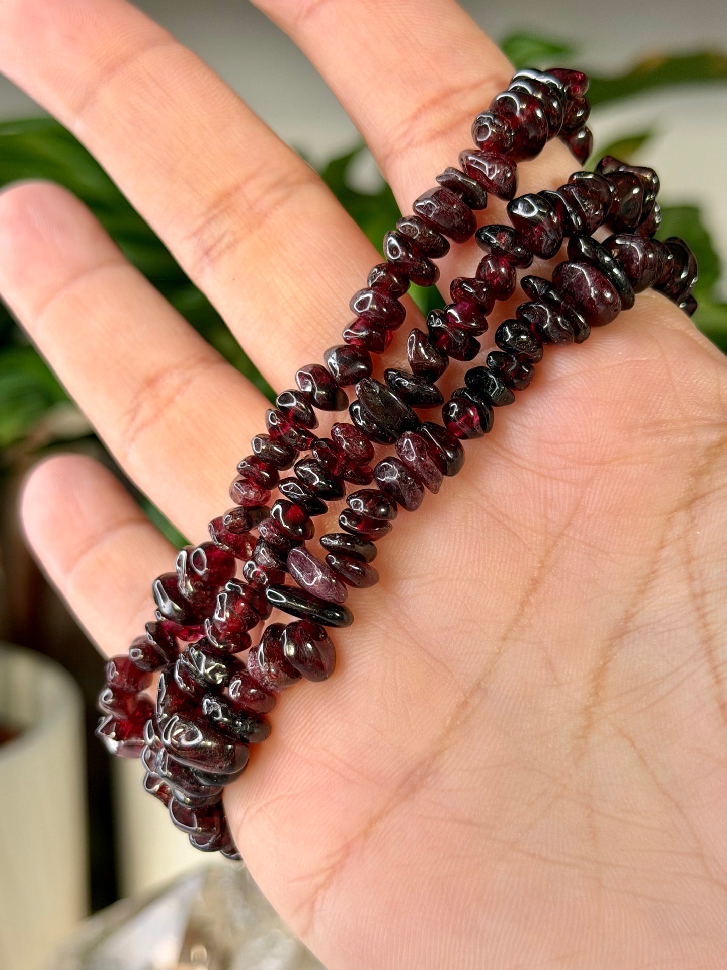 Elasticated Garnet Bracelet