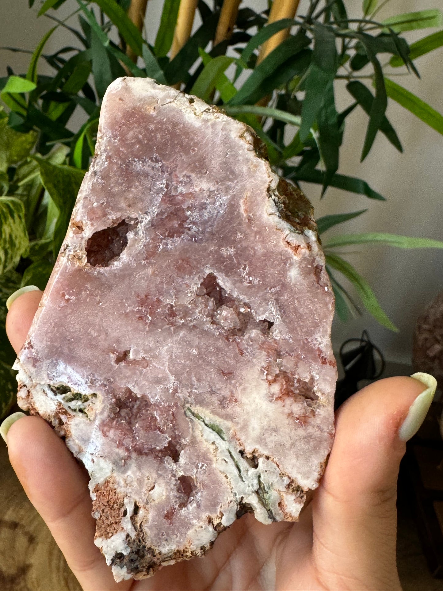 Pink Amethyst Slab on Wood Stand | 198g