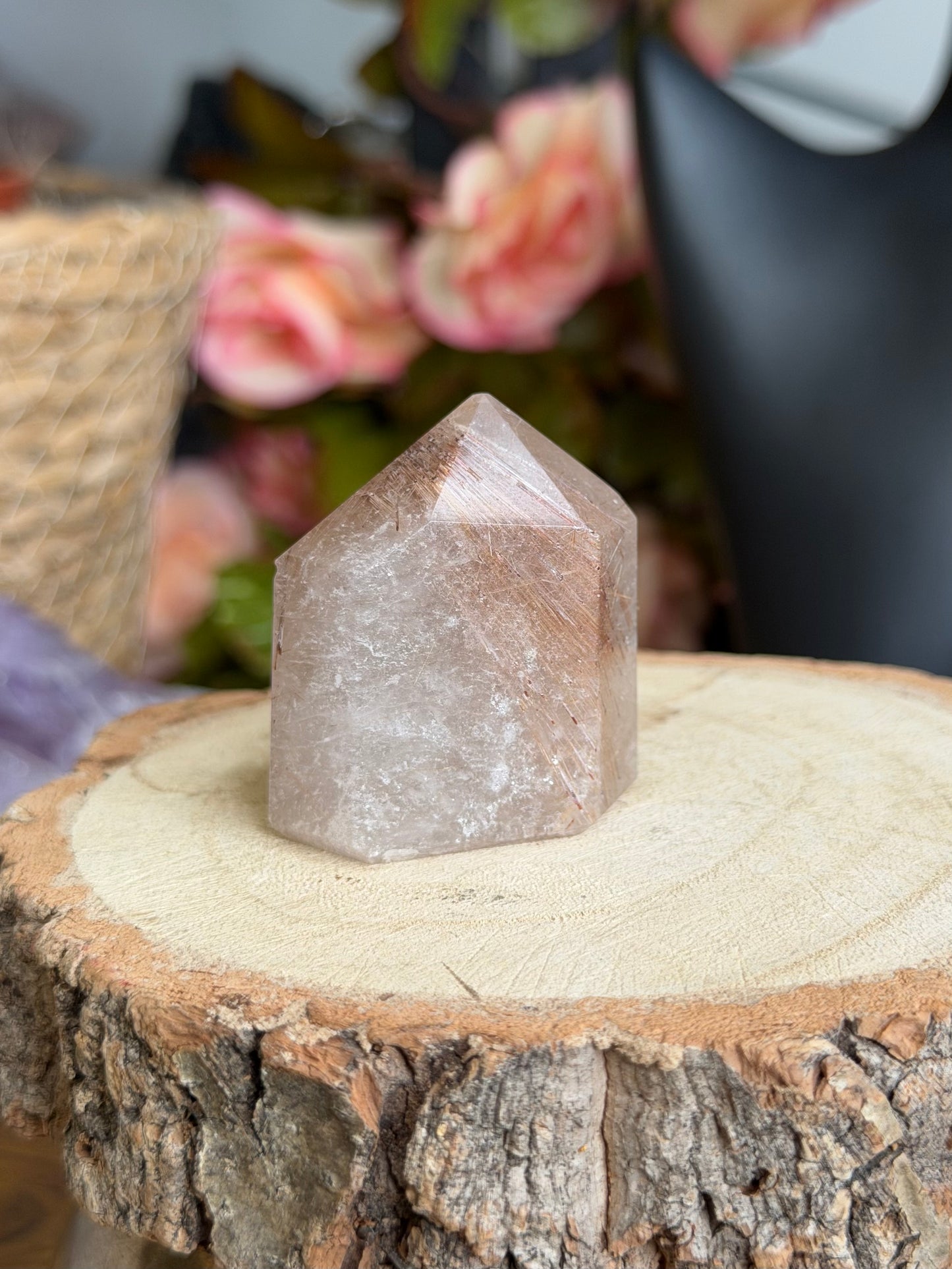 Clear Quartz Cluster Points with Rutile