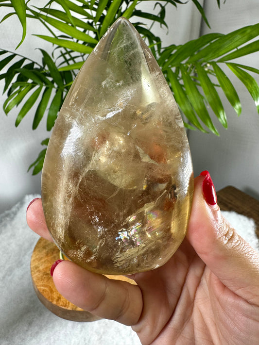 100% Natural Brazilian Champagne Citrine Flame (with Stand) | 220g