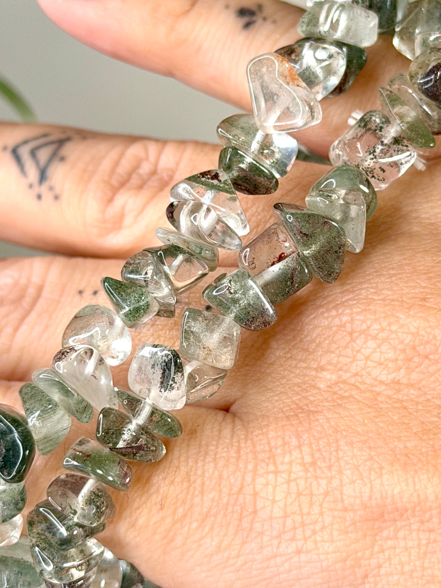 Elasticated Quartz with Chlorite Bracelet