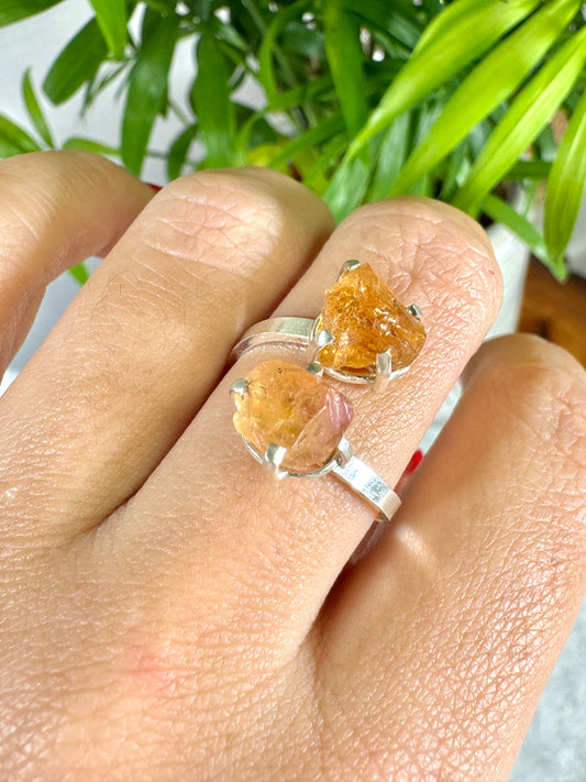 925 Silver Adjustable Imperial Topaz Double Ring | Handmade