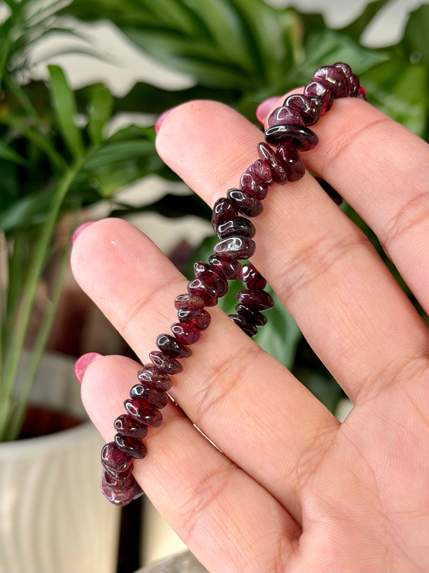 Elasticated Garnet Bracelet