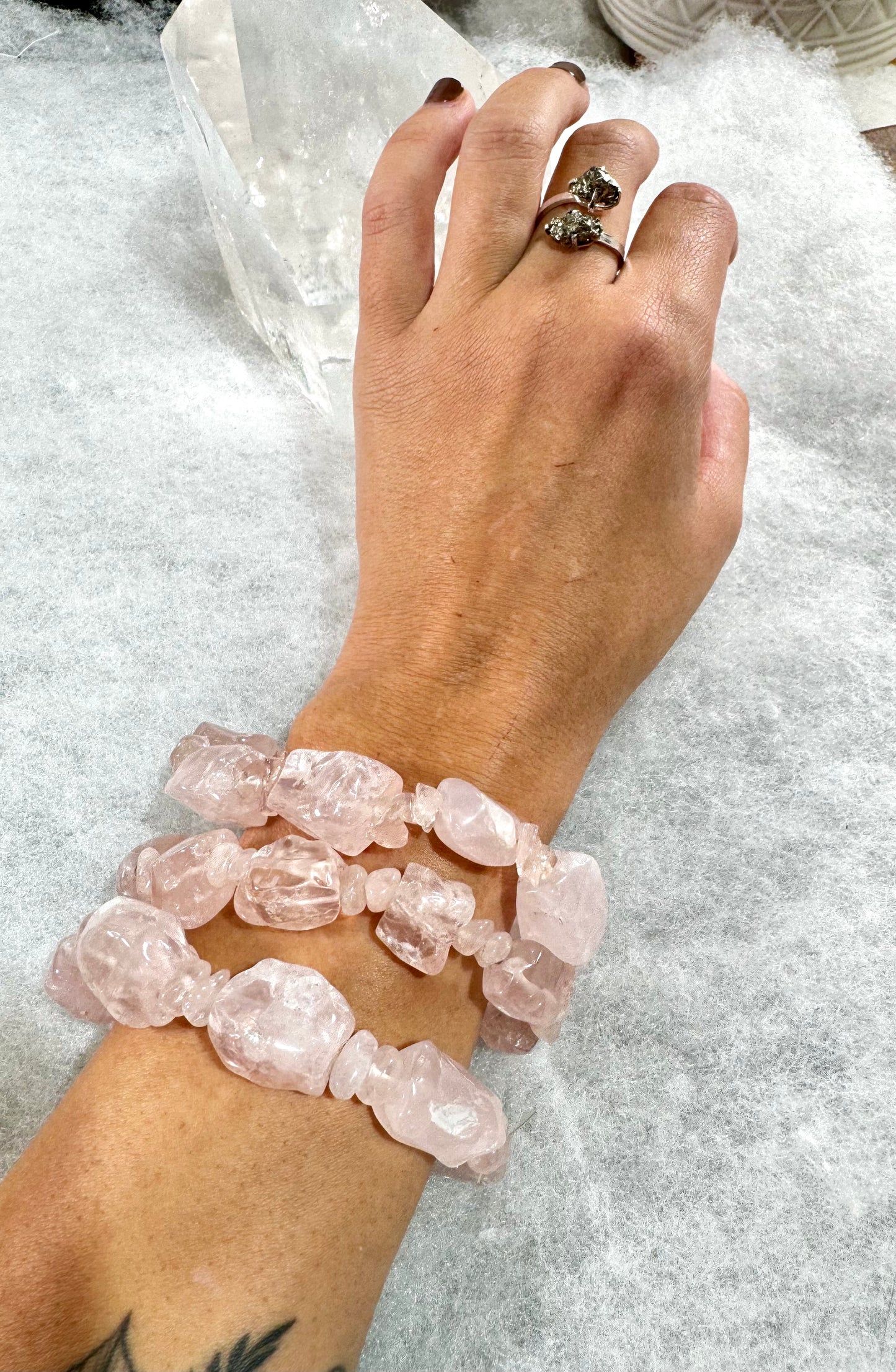 Very Gemmy High Quality Rose Quartz Bracelet | Natural & Chips