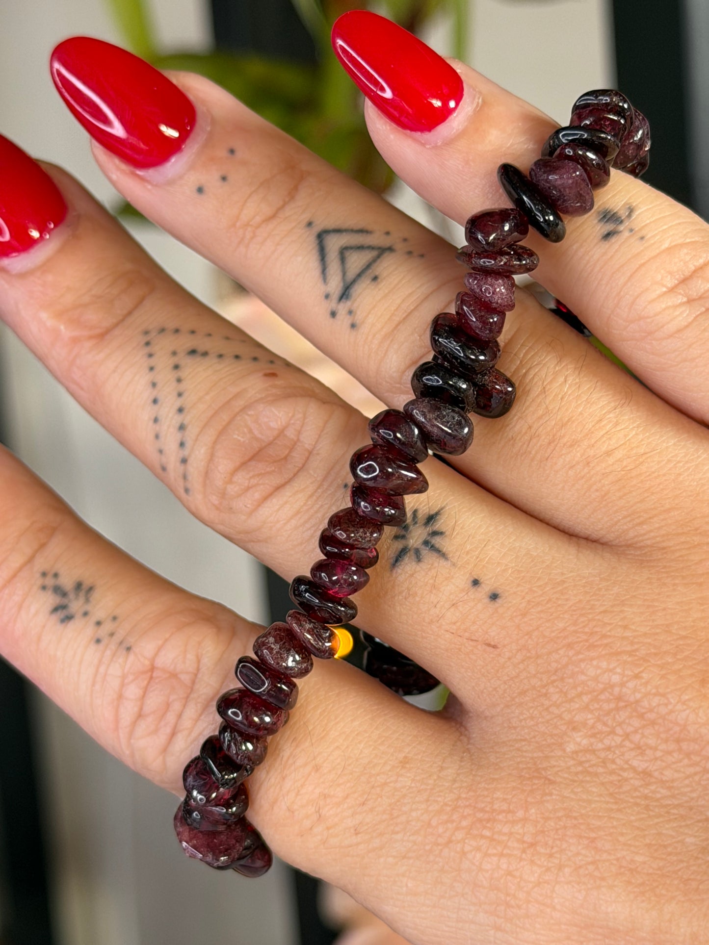 Elasticated Garnet Bracelet