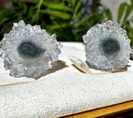 925 Silver Amethyst Stalactite Slice  | Handmade earrings