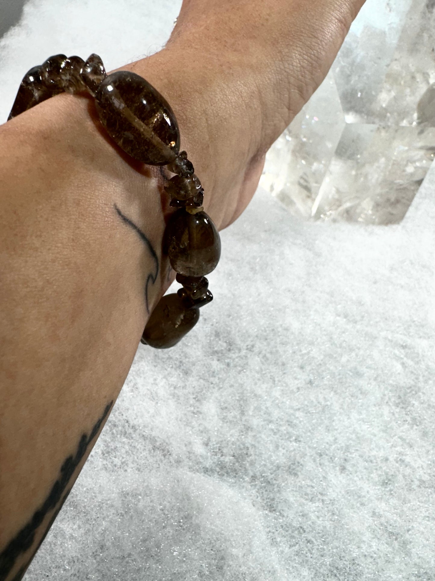 High Quality Smokey Quartz Bracelet | 1.7 cm beads