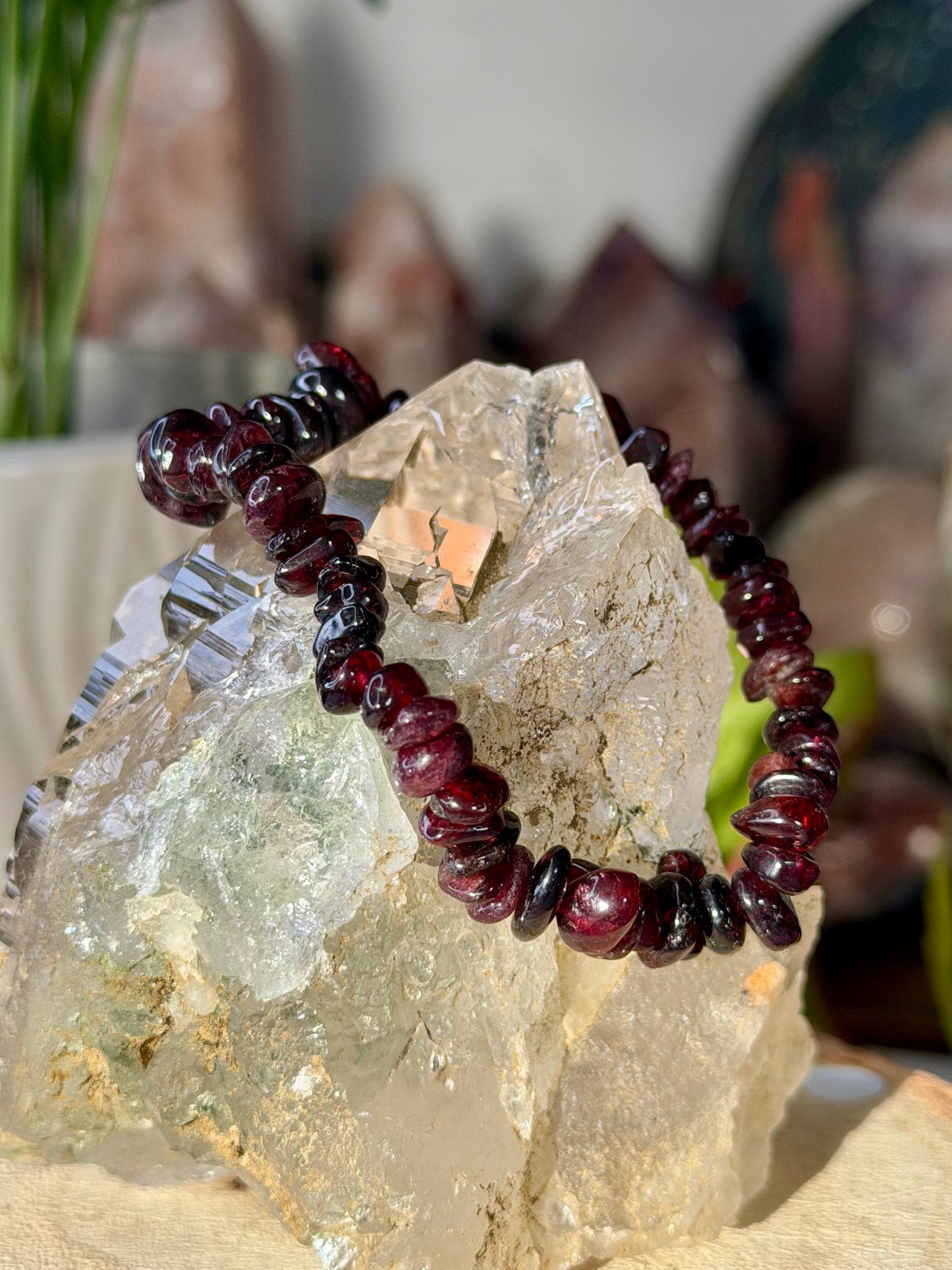 Elasticated Garnet Bracelet