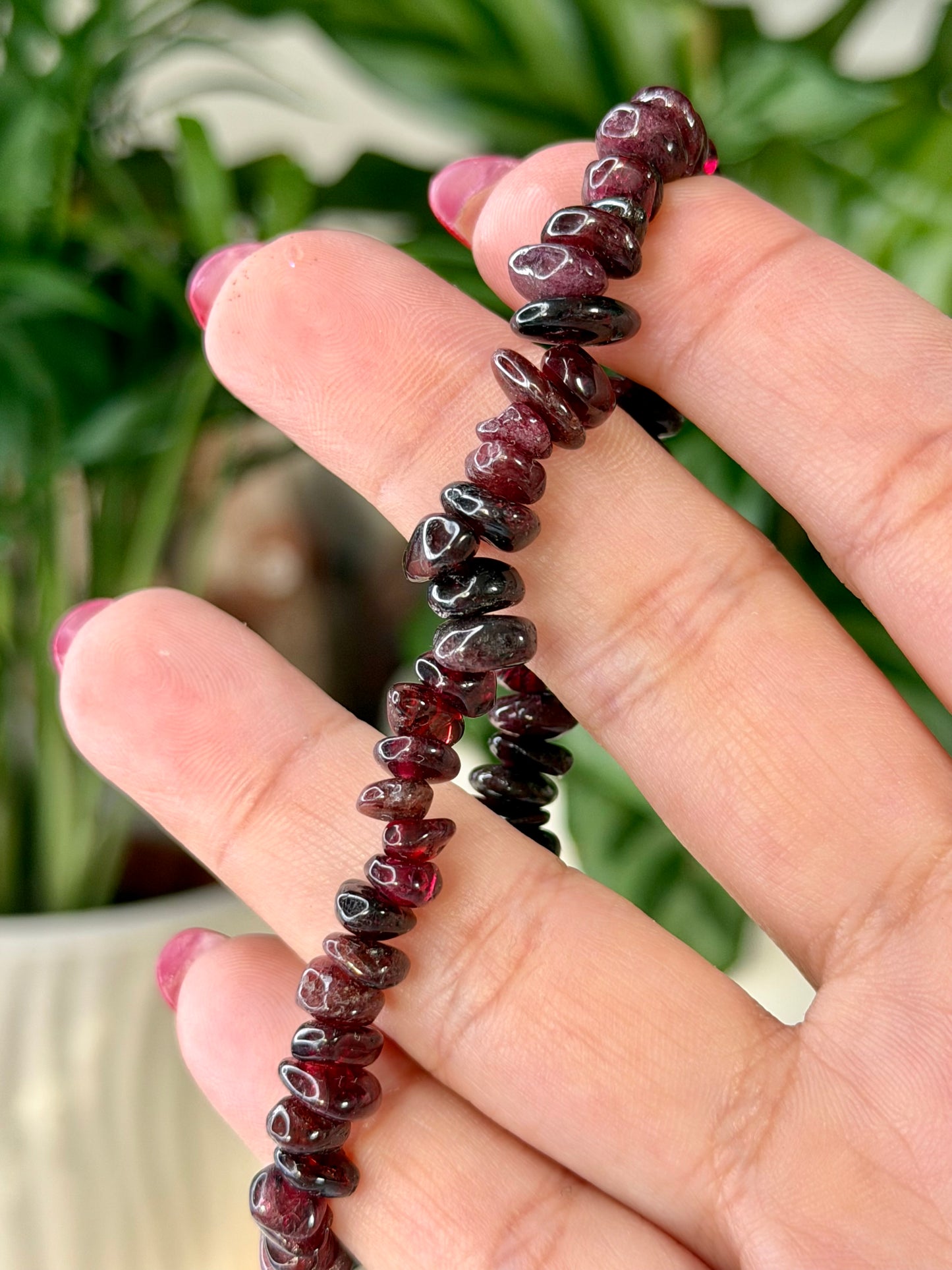 Elasticated Garnet Bracelet