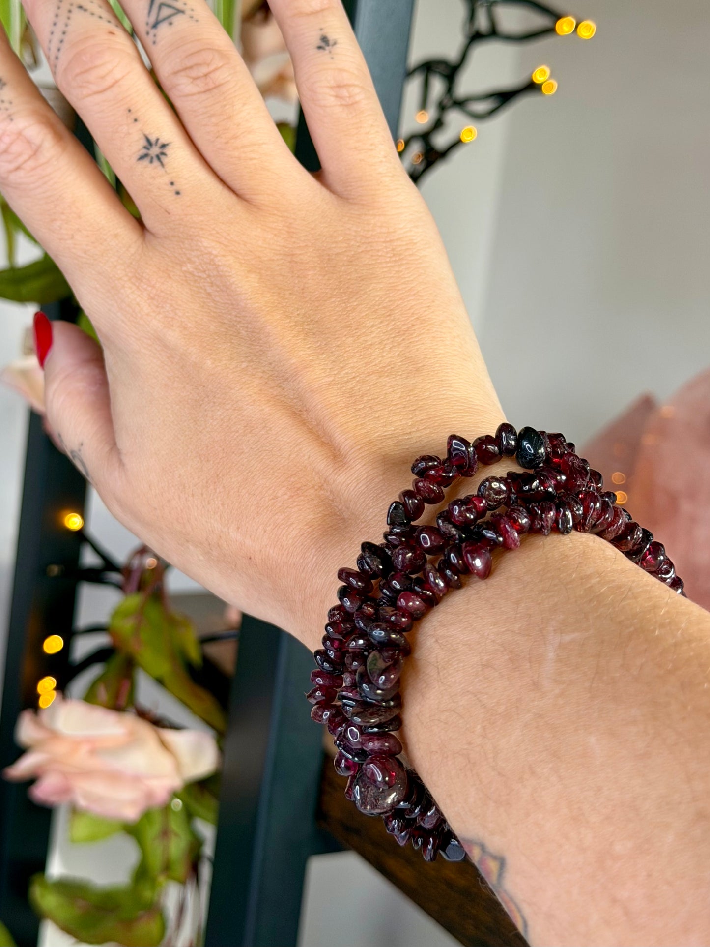 Elasticated Garnet Bracelet