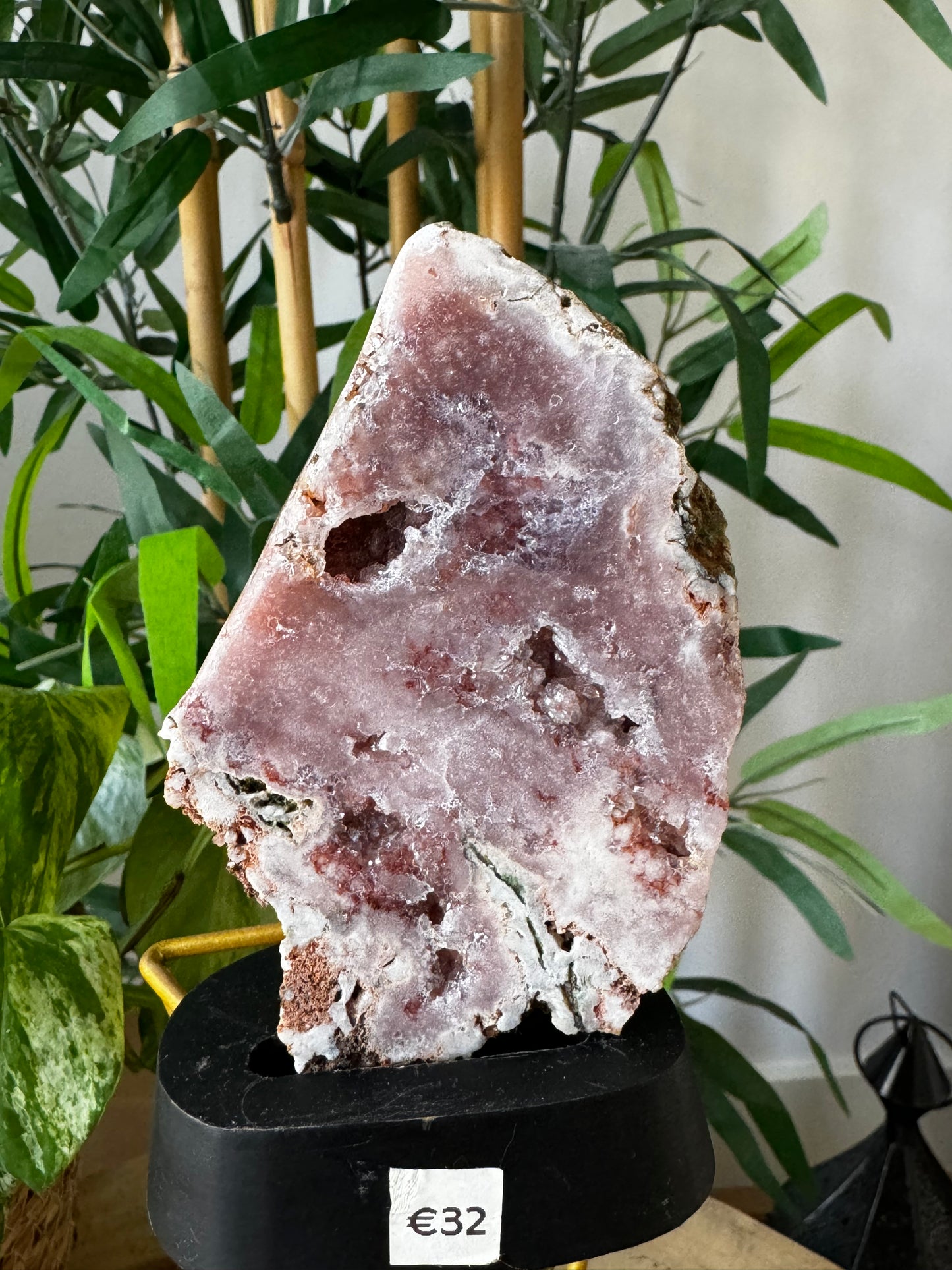 Pink Amethyst Slab on Wood Stand | 198g