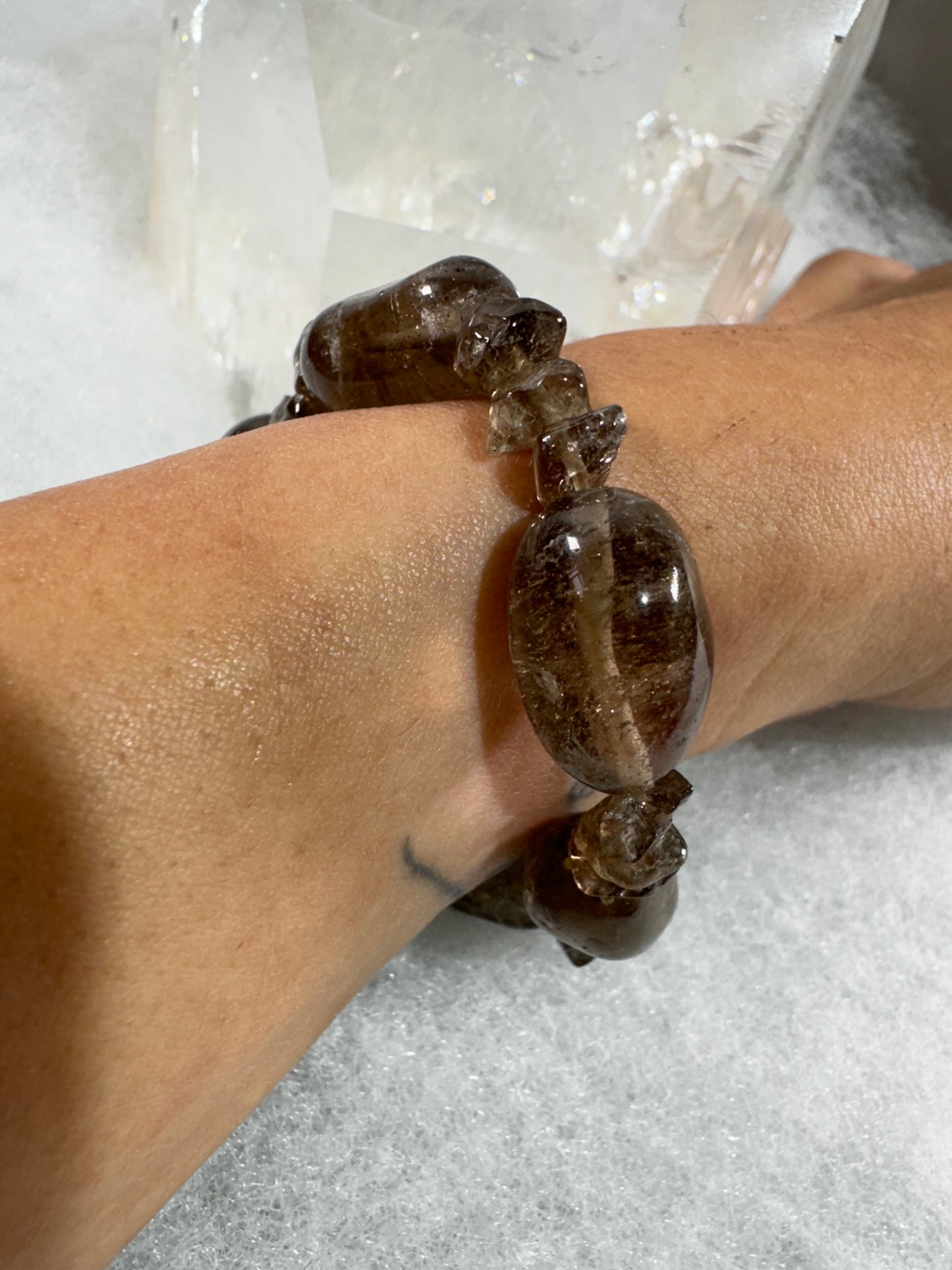 High Quality Smokey Quartz Bracelet | 1.7 cm beads