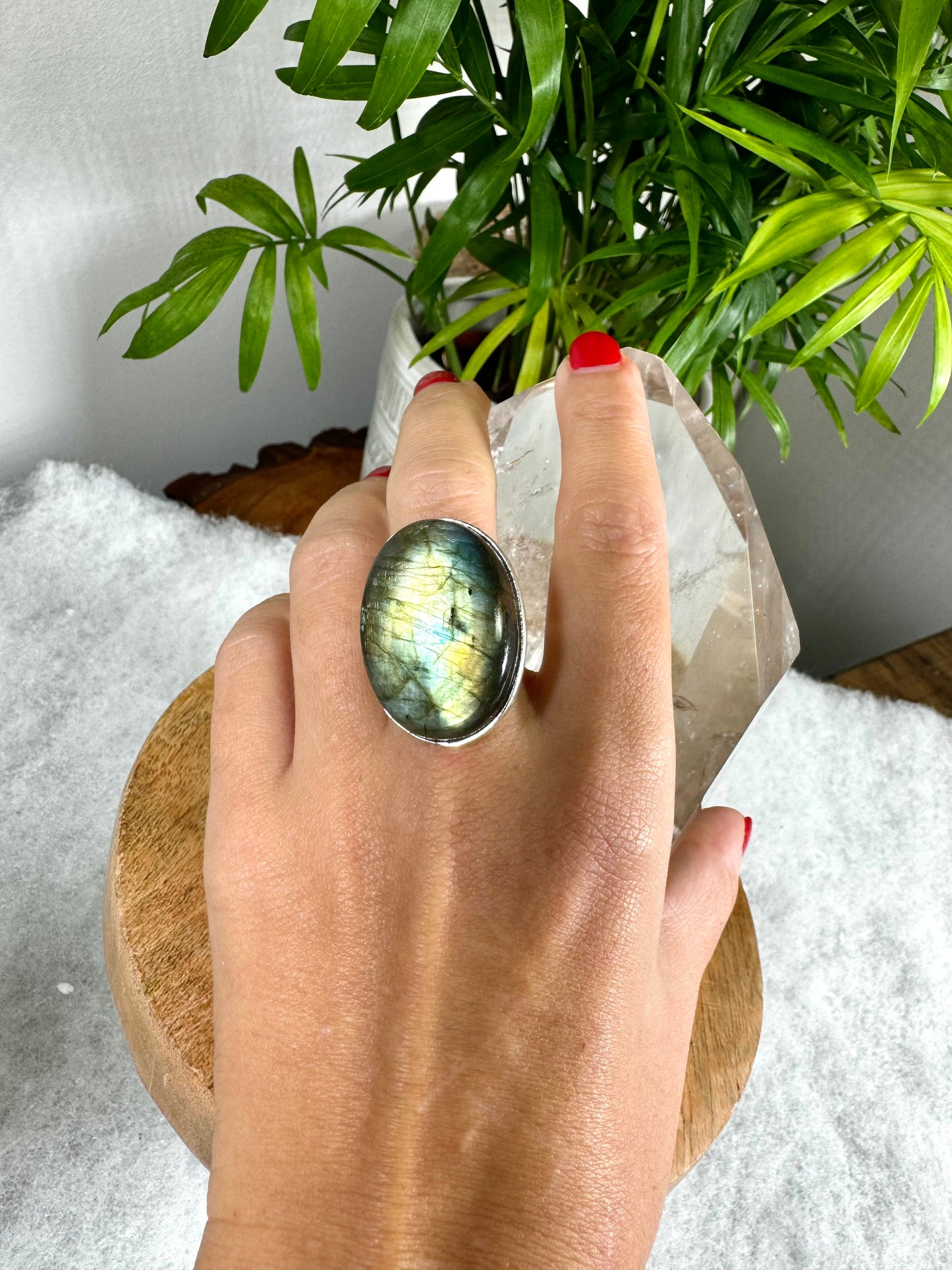 925 Silver Adjustable Labradorite Ring | Handmade