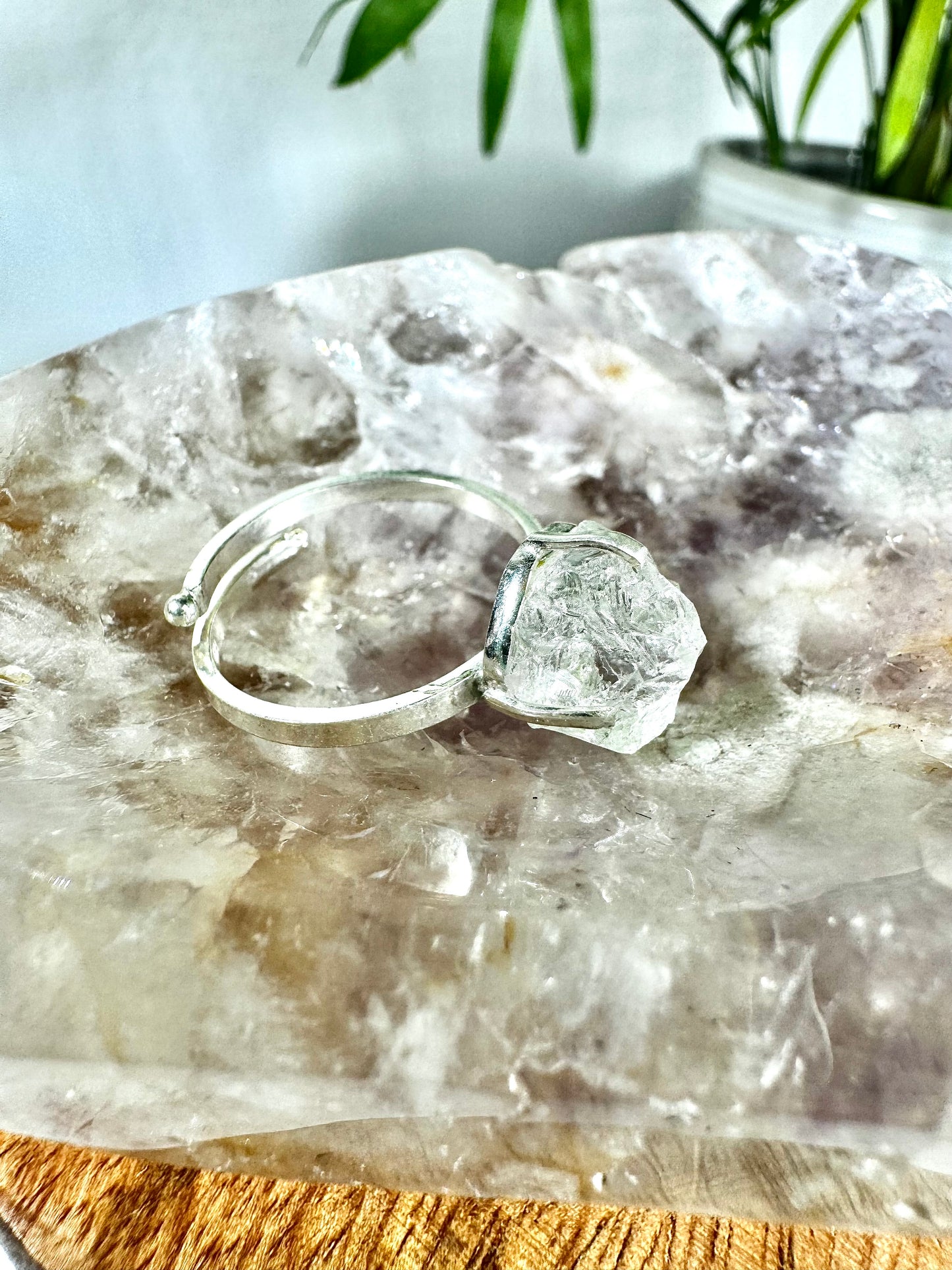 925 Silver Adjustable Clear Quartz Ring | Handmade