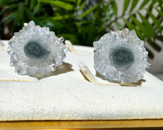925 Silver Amethyst Stalactite Slice | Handmade earrings - The Crystal Valley