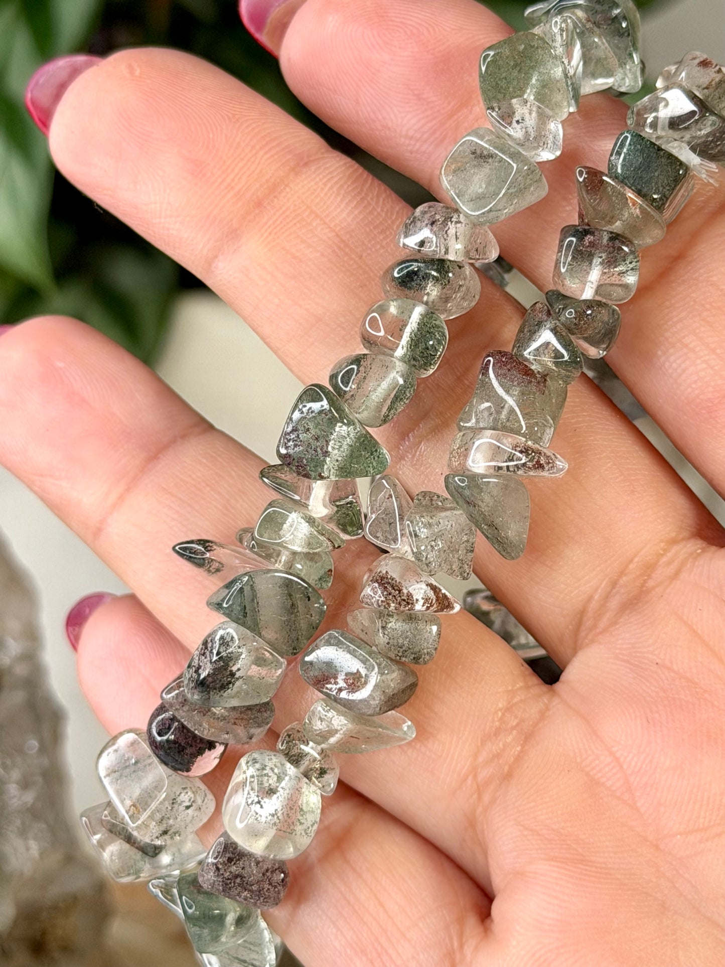 Elasticated Quartz with Chlorite Bracelet