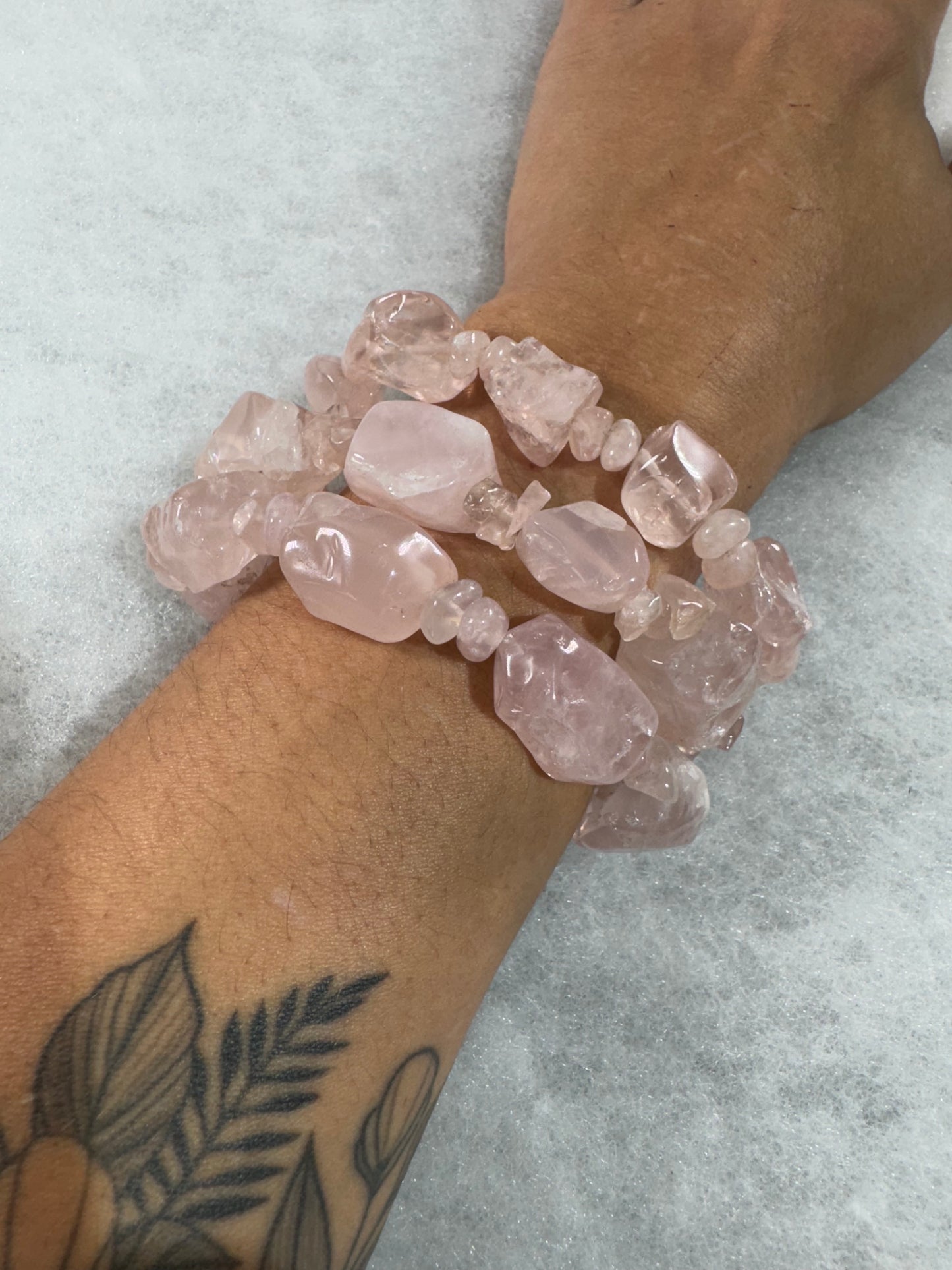 Very Gemmy High Quality Rose Quartz Bracelet | Natural & Chips