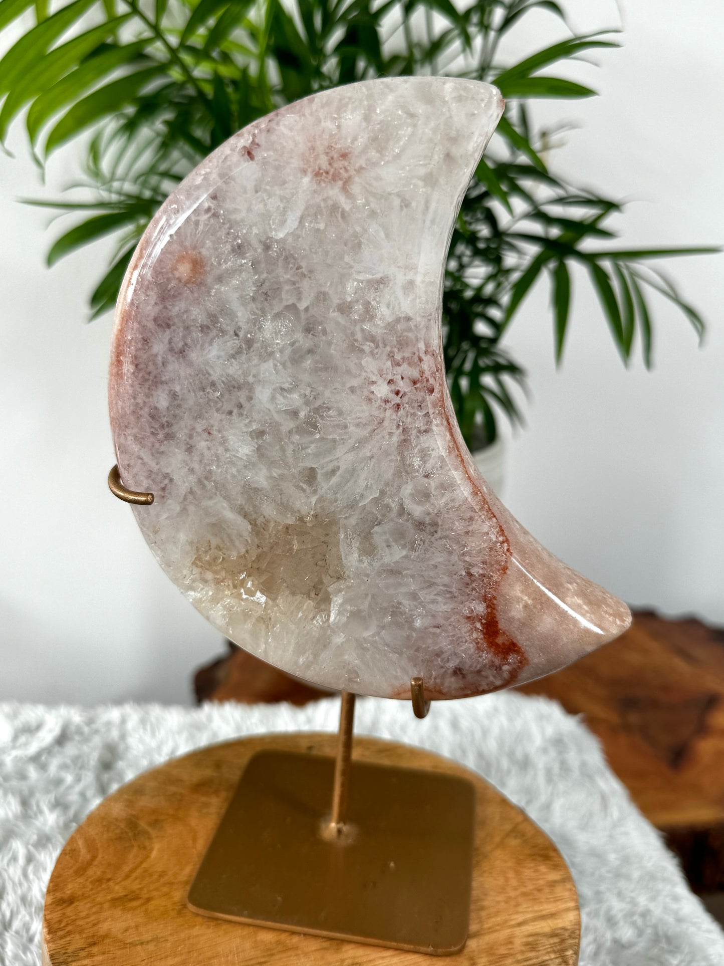 Pink Amethyst Moon (with stand) | 828g