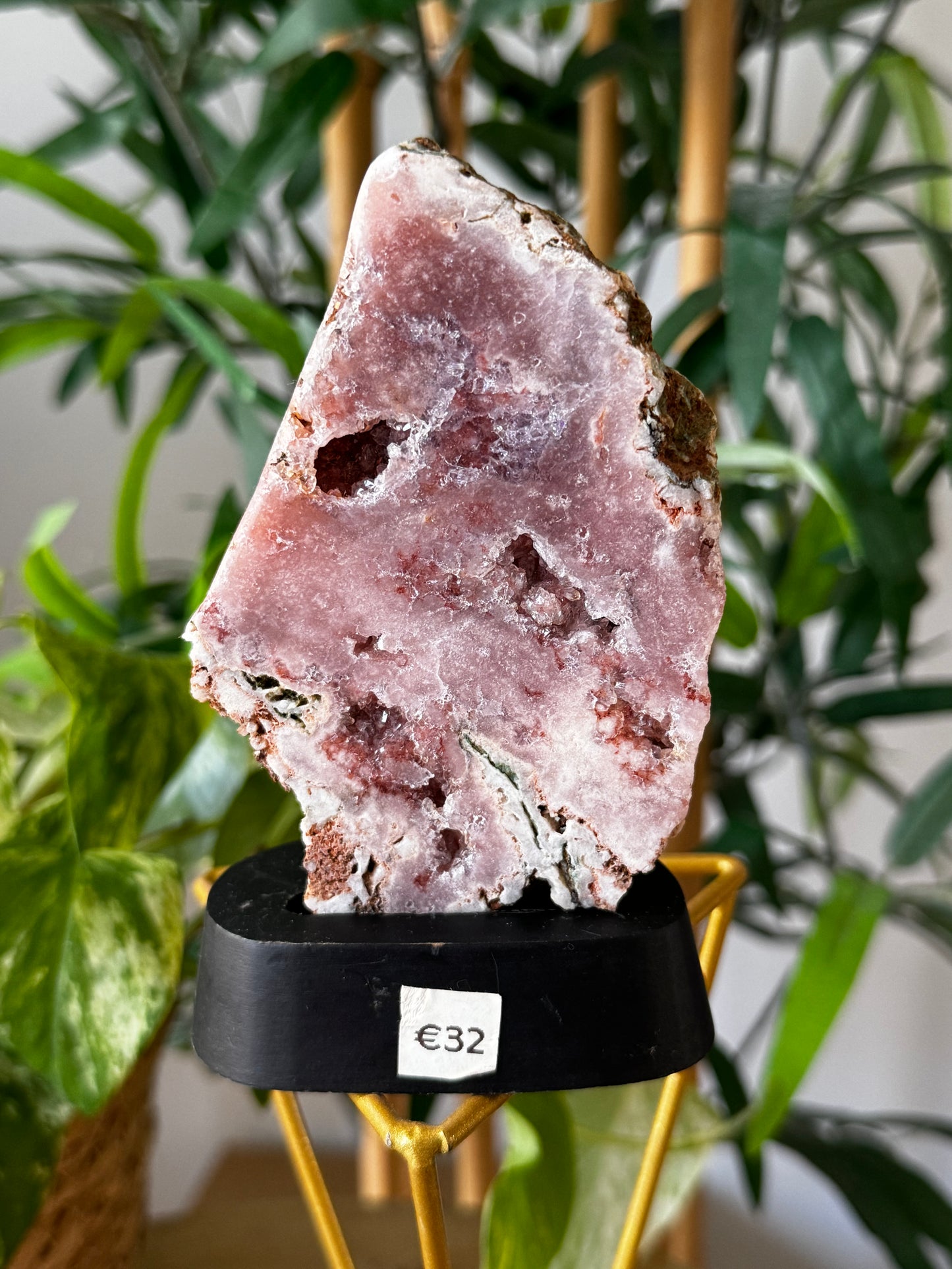 Pink Amethyst Slab on Wood Stand | 198g