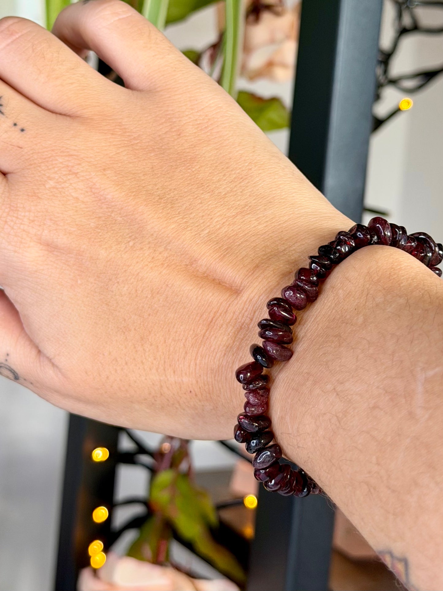 Elasticated Garnet Bracelet