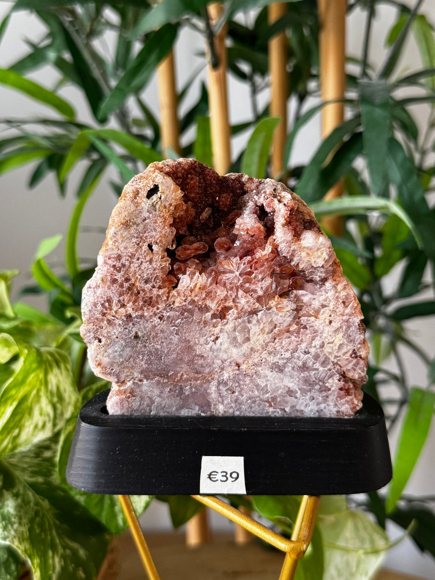 Pink Amethyst Slab on Wood Stand | 292g