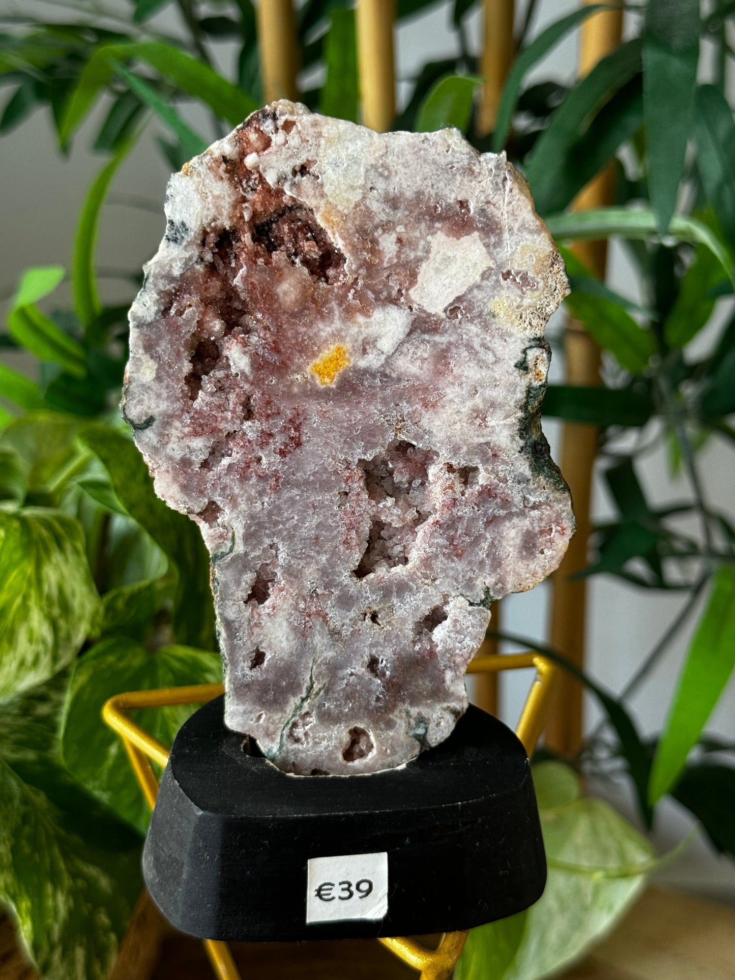 Pink Amethyst Slab on Wood Stand | 111g