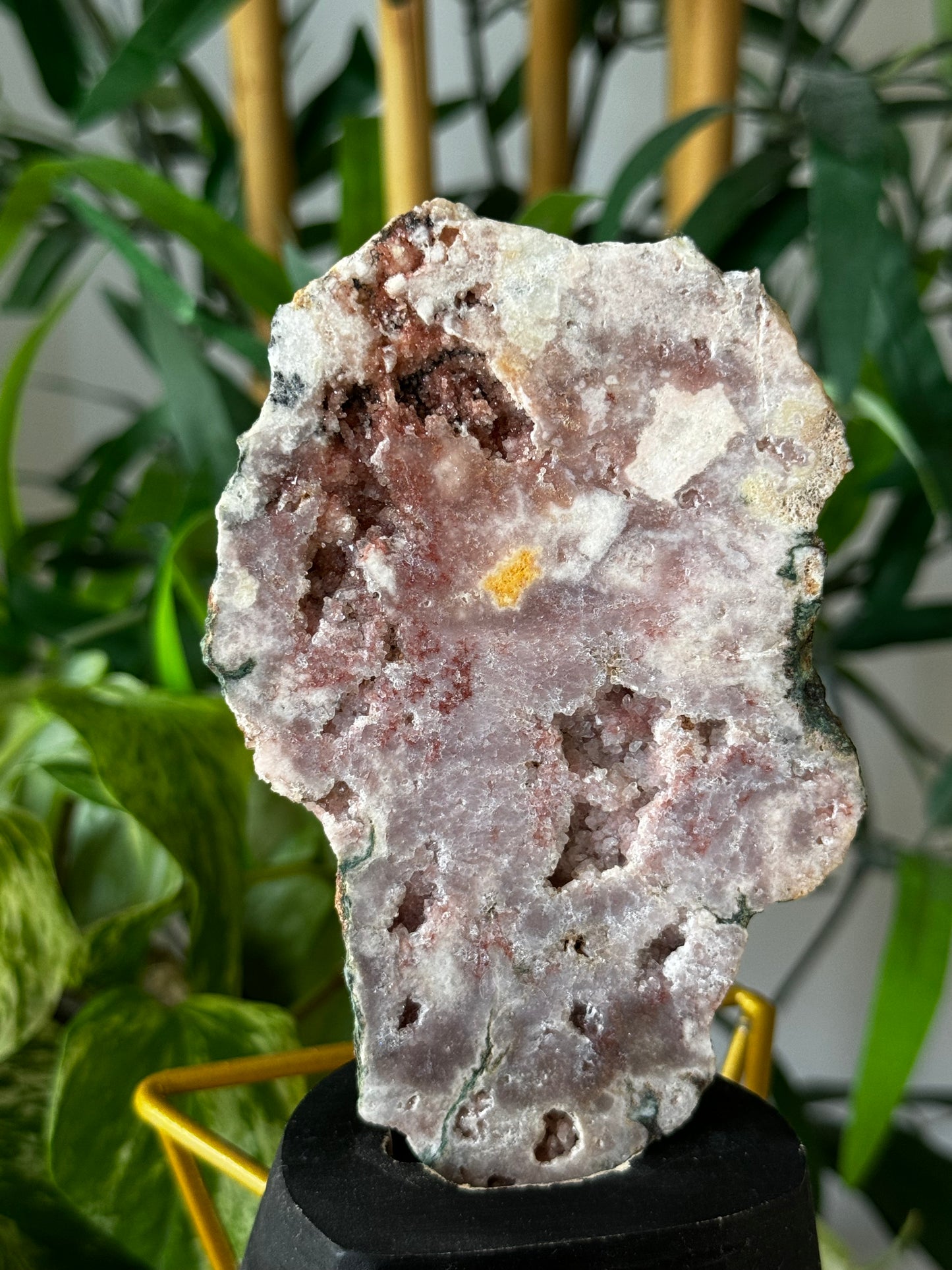 Pink Amethyst Slab on Wood Stand | 111g