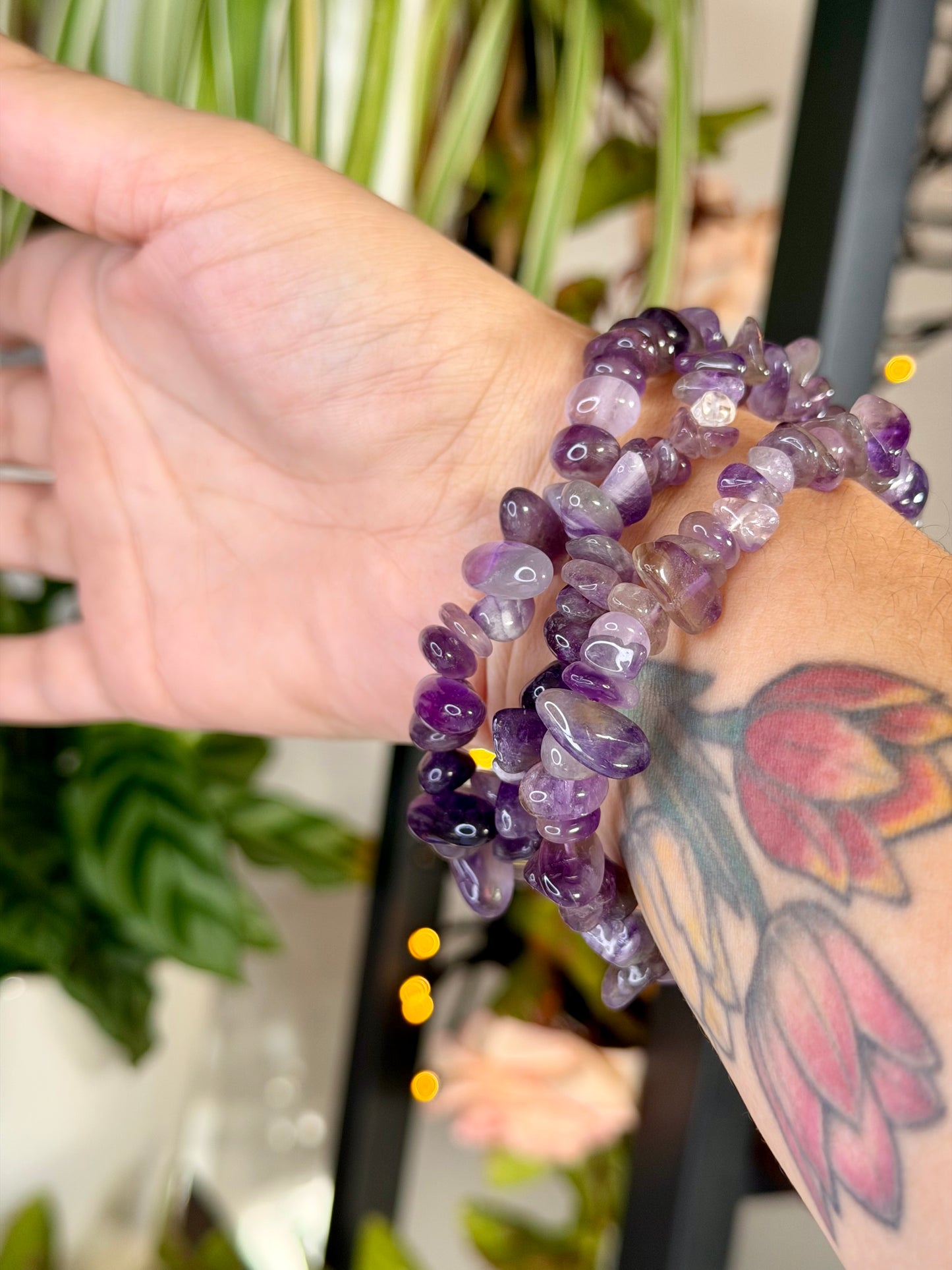 Elasticated Amethyst Bracelet