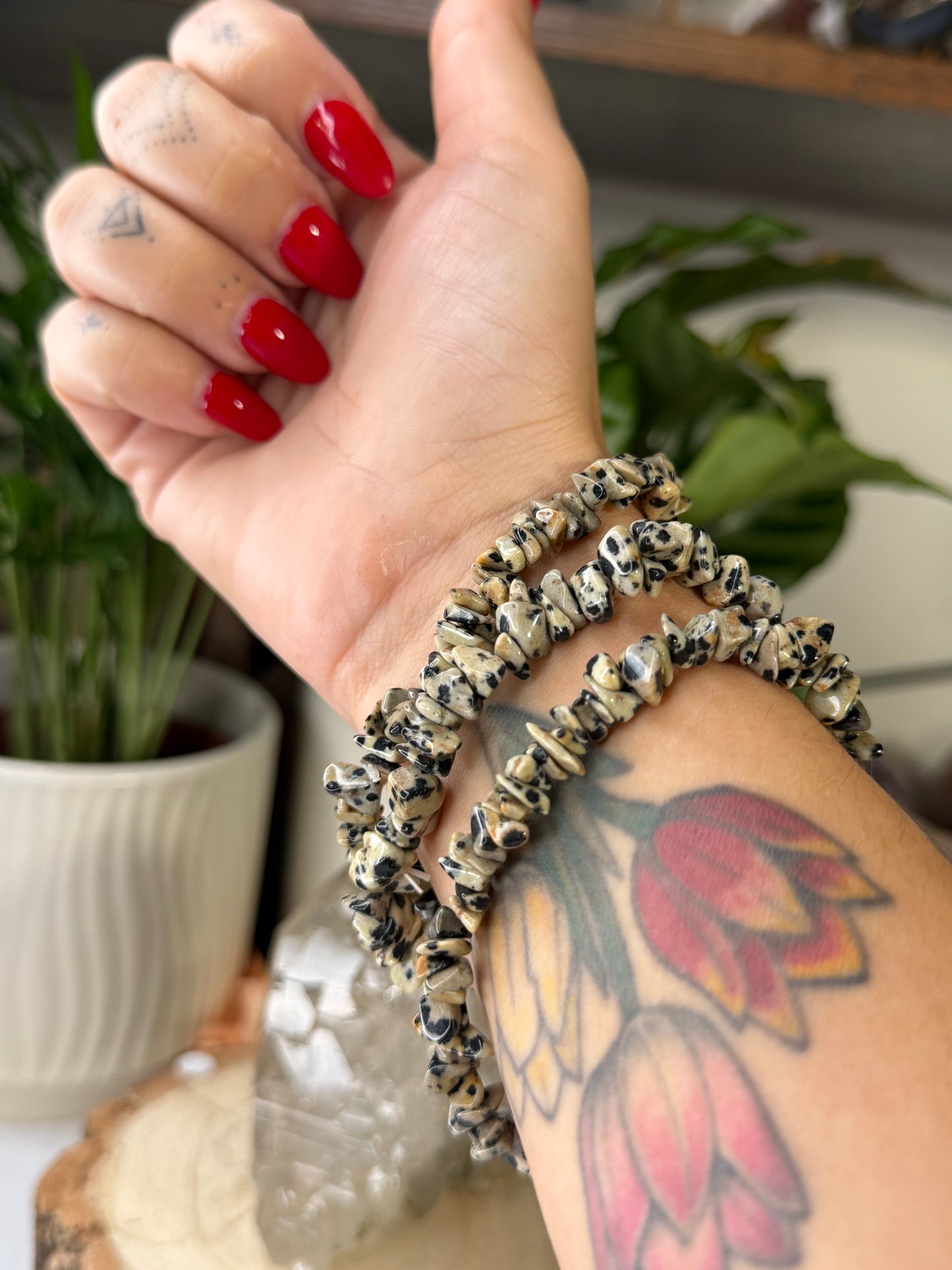 Elasticated Dalmatian Jasper Bracelet