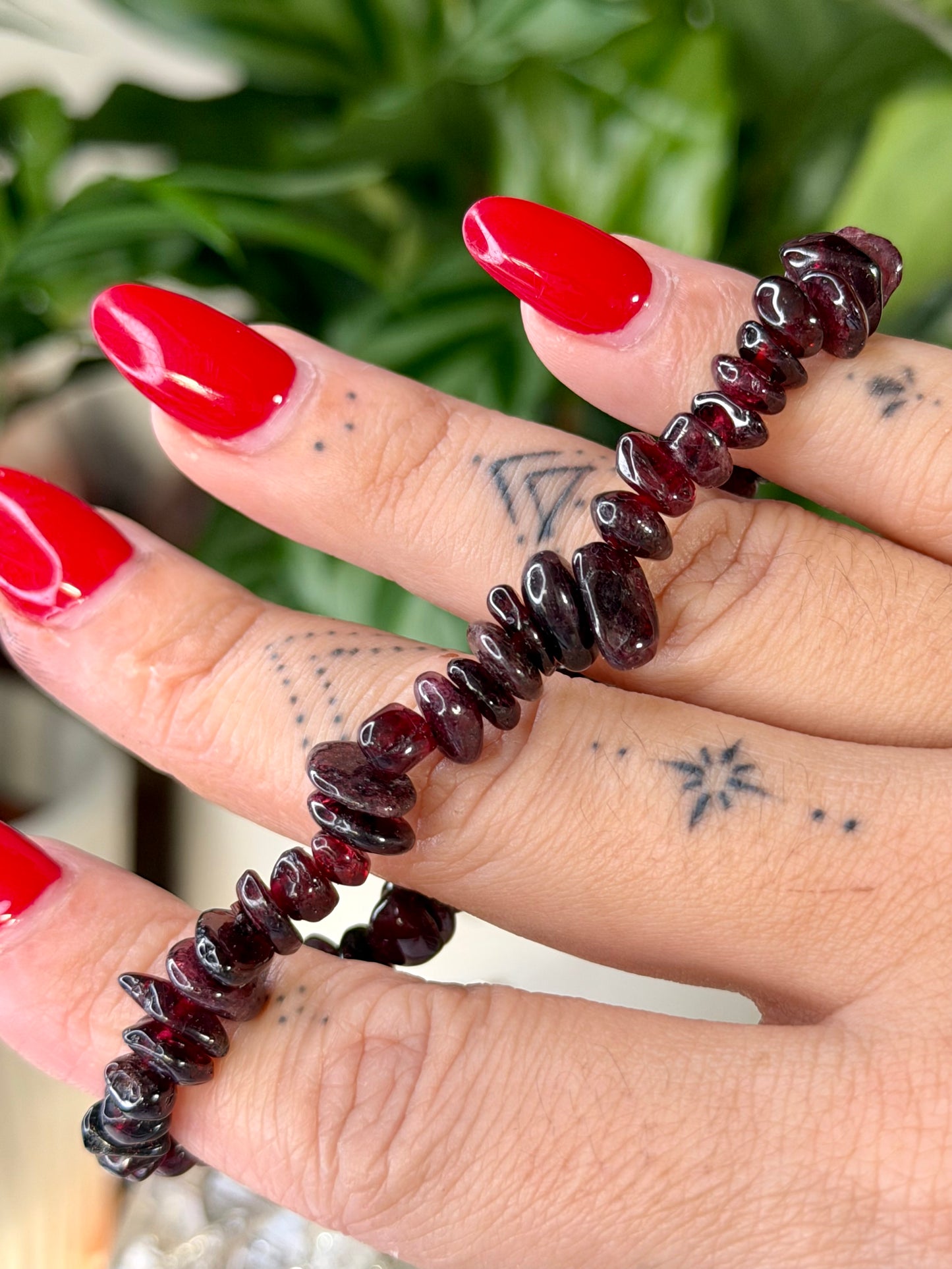 Elasticated Garnet Bracelet