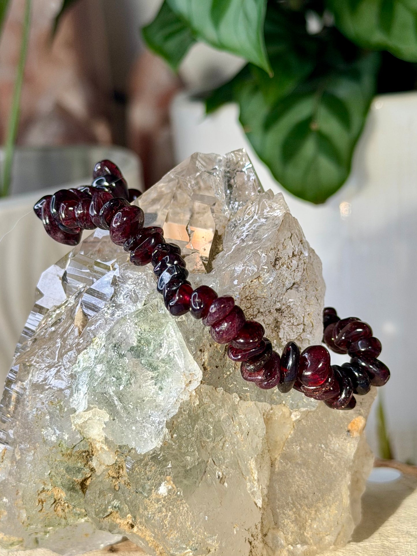 Elasticated Garnet Bracelet