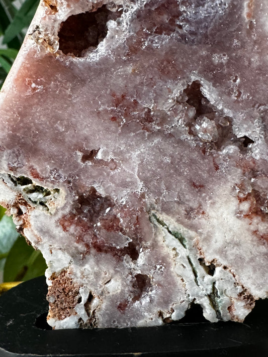 Pink Amethyst Slab on Wood Stand | 198g