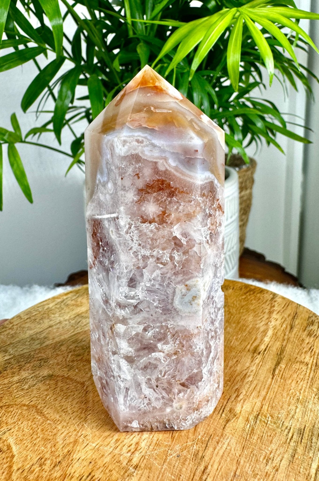 Amethyst with Agate Tower | 190g - The Crystal Valley